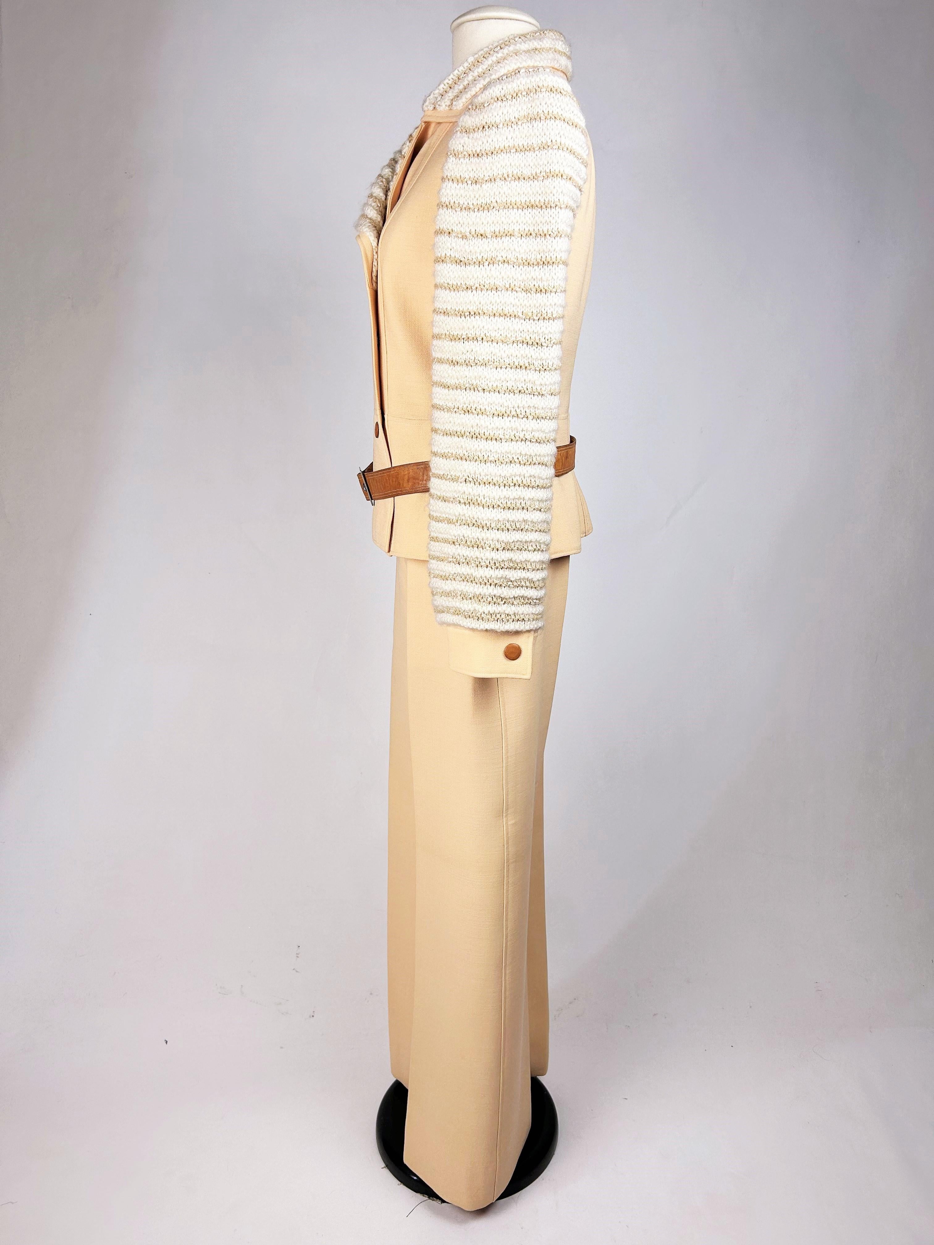 An André Courrèges Couture Future jersey and mohair trouser suit Circa 1975 3
