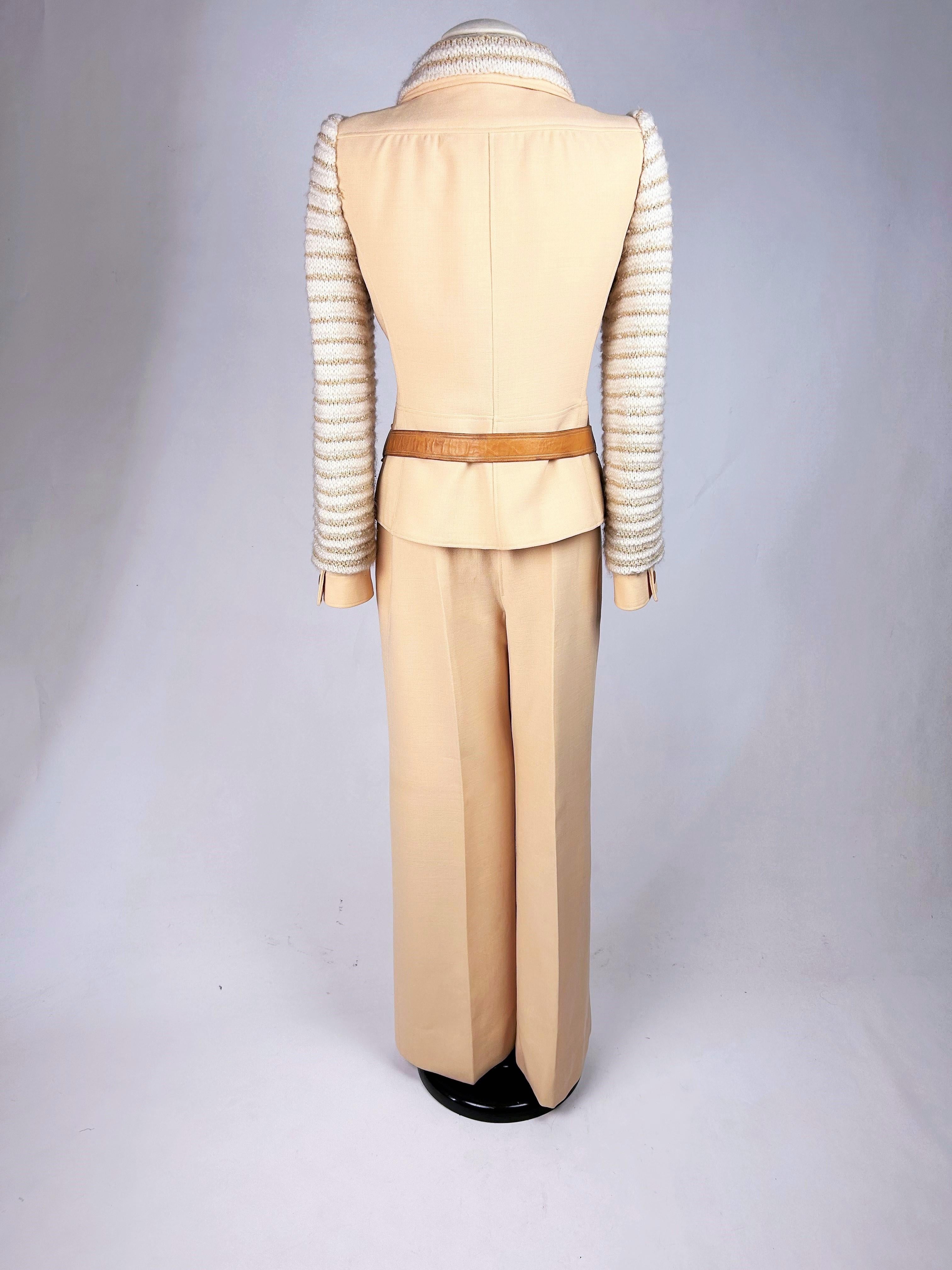 An André Courrèges Couture Future jersey and mohair trouser suit Circa 1975 4