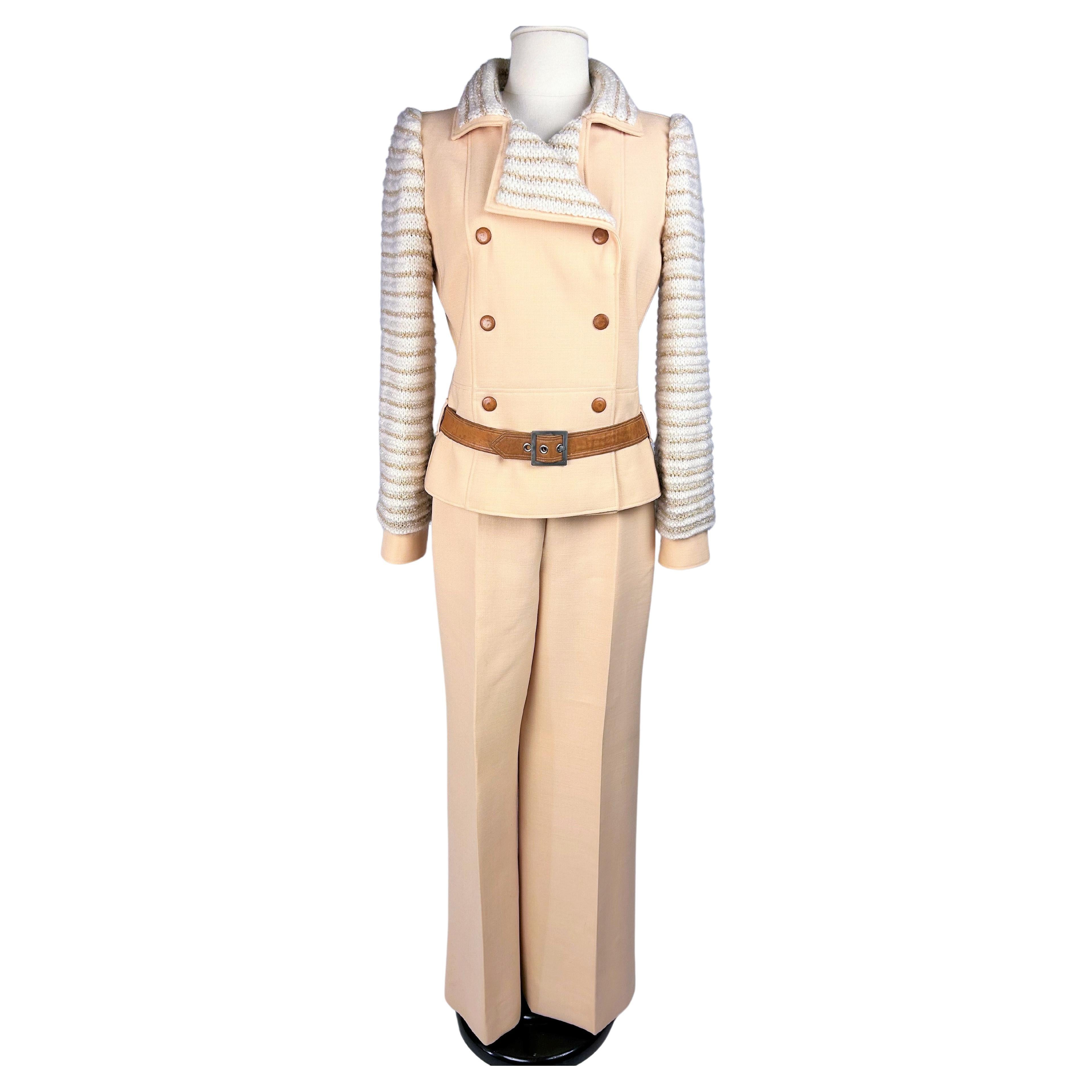 An André Courrèges Couture Future jersey and mohair trouser suit Circa 1975