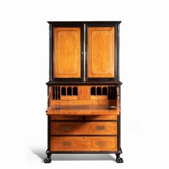 Anglo-Chinese Camphor and Ebony Campaign Secretaire Bookcase