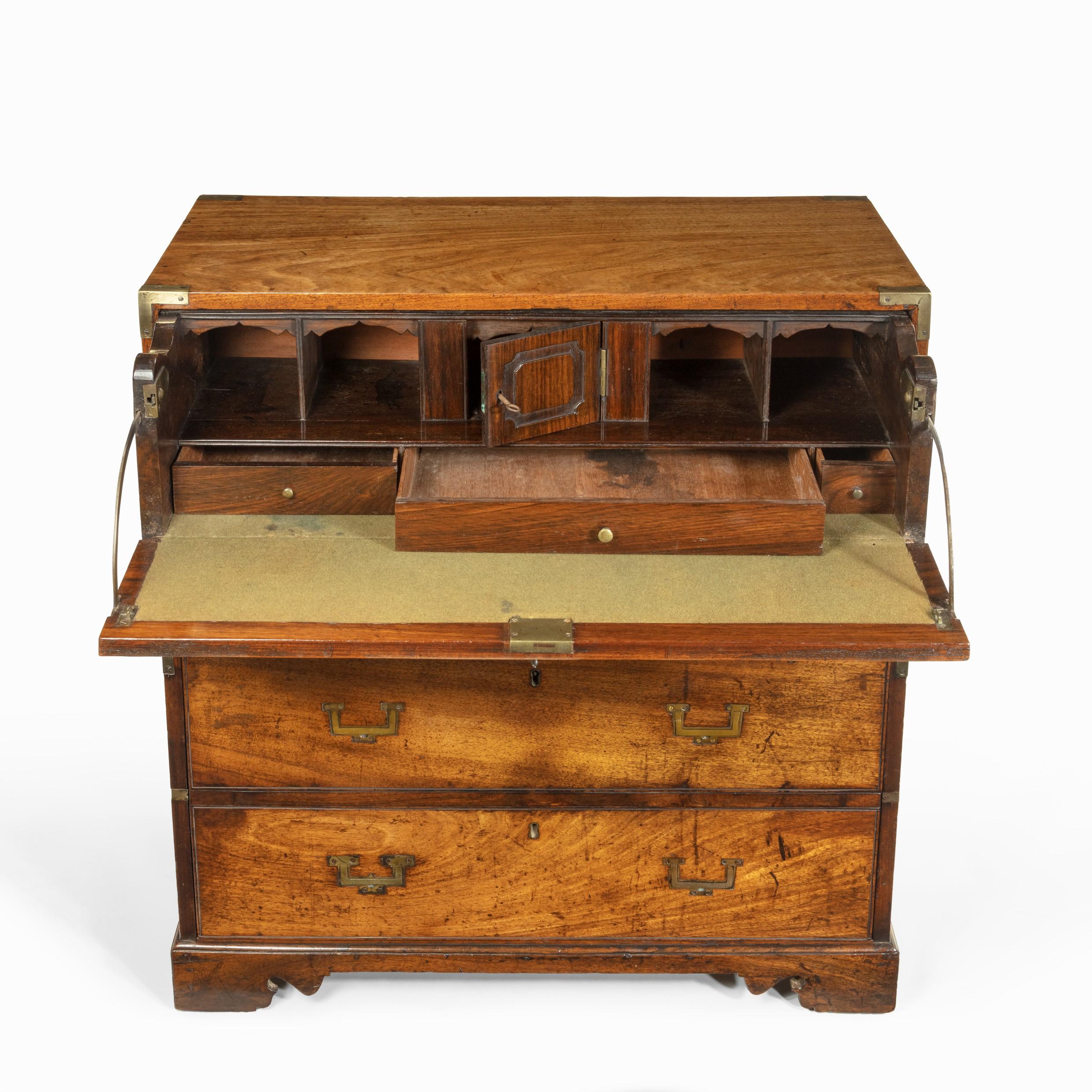 Anglo-Chinese Hardwood Naval Officer’s Campaign Chest In Good Condition For Sale In Lymington, Hampshire