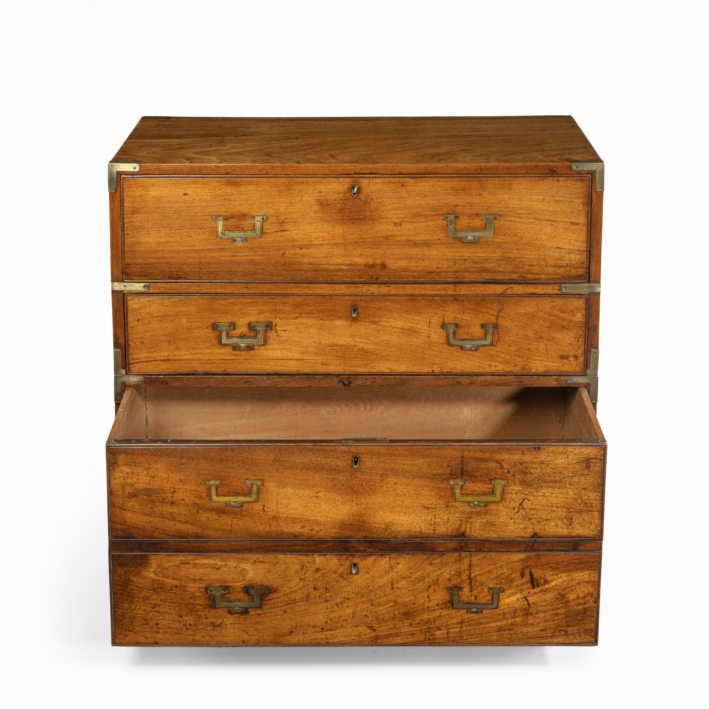 Anglo-Chinese Hardwood Naval Officer’s Campaign Chest For Sale 3