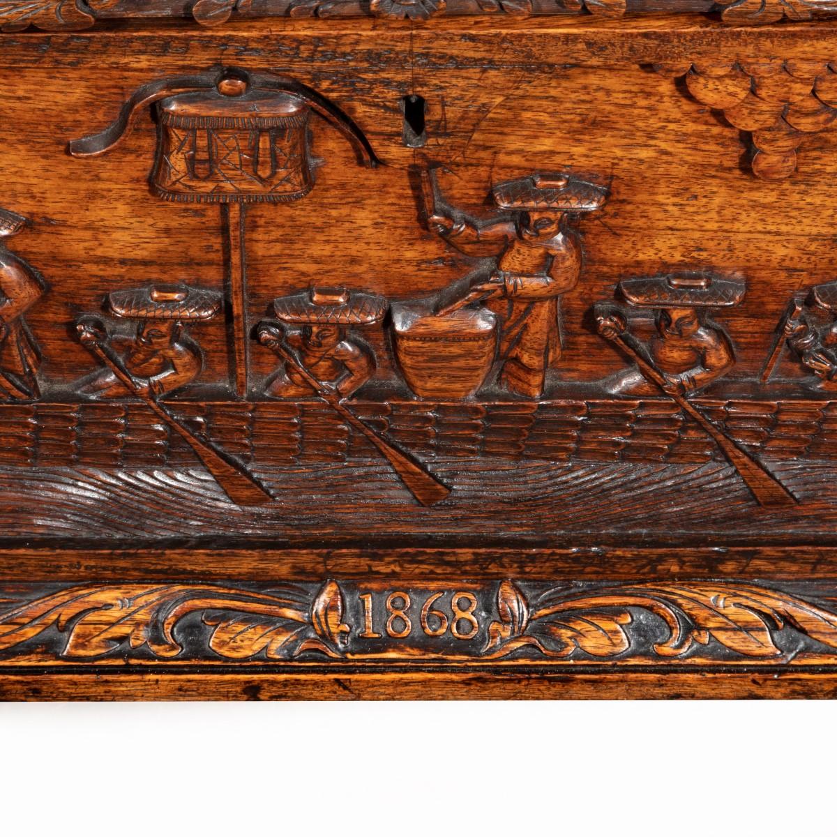 An Anglo-Chinese padouk campaign chest of drawers, 1868 4