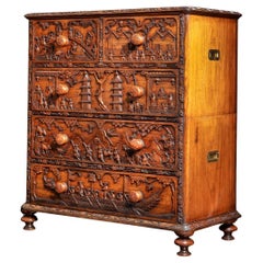 An Anglo-Chinese padouk campaign chest of drawers, 1868