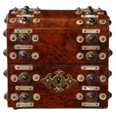 Anglo-Indian Amboyna, Abalone and Brass Box