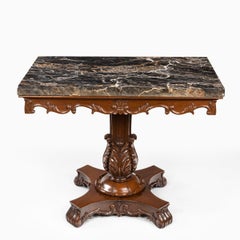 Anglo-Indian Mahogany Table with Nero Portoro Marble Top, White & Co Calcutta