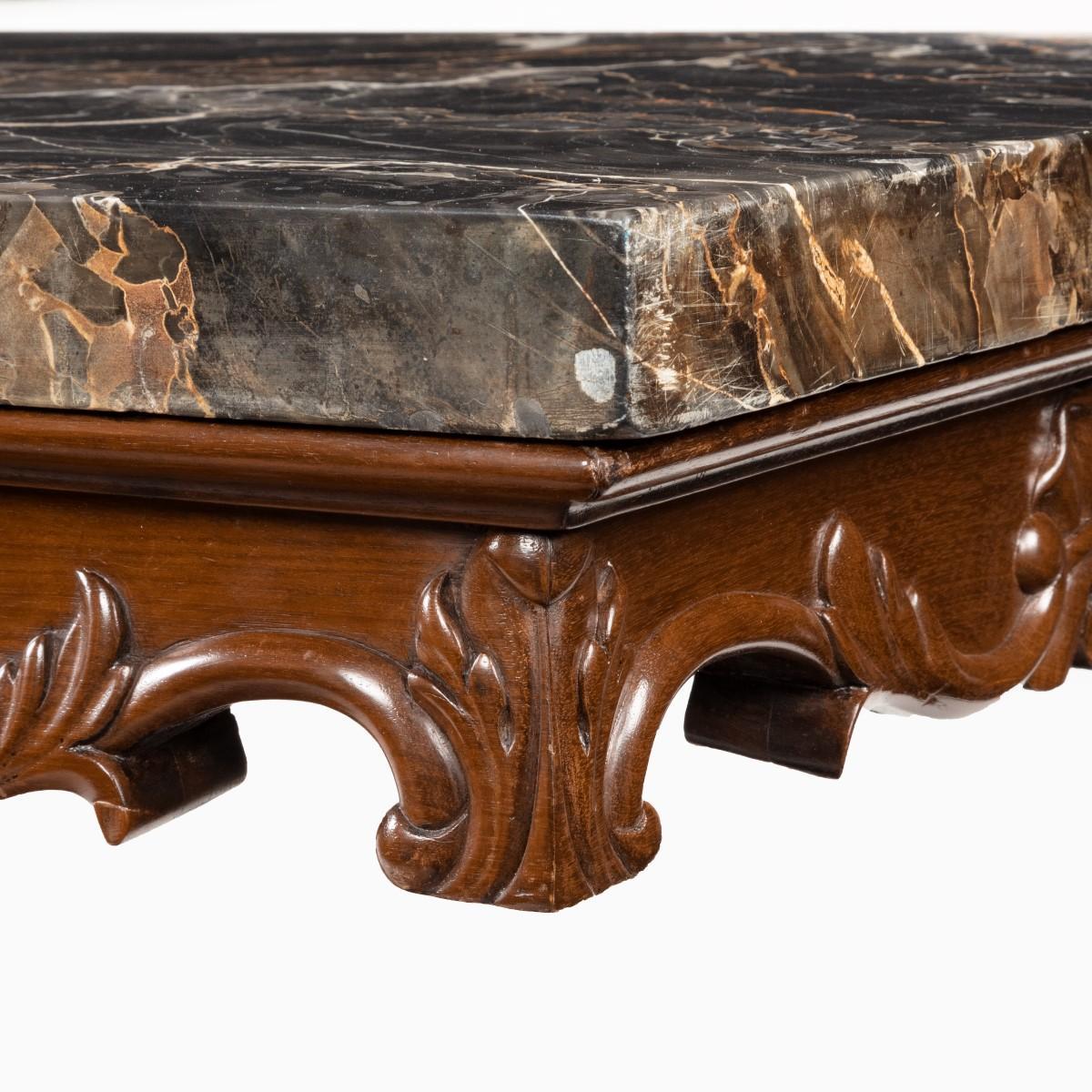 19th Century Anglo-Indian Mahogany Table with Nero Portoro Marble Top, White & Co Calcutta For Sale