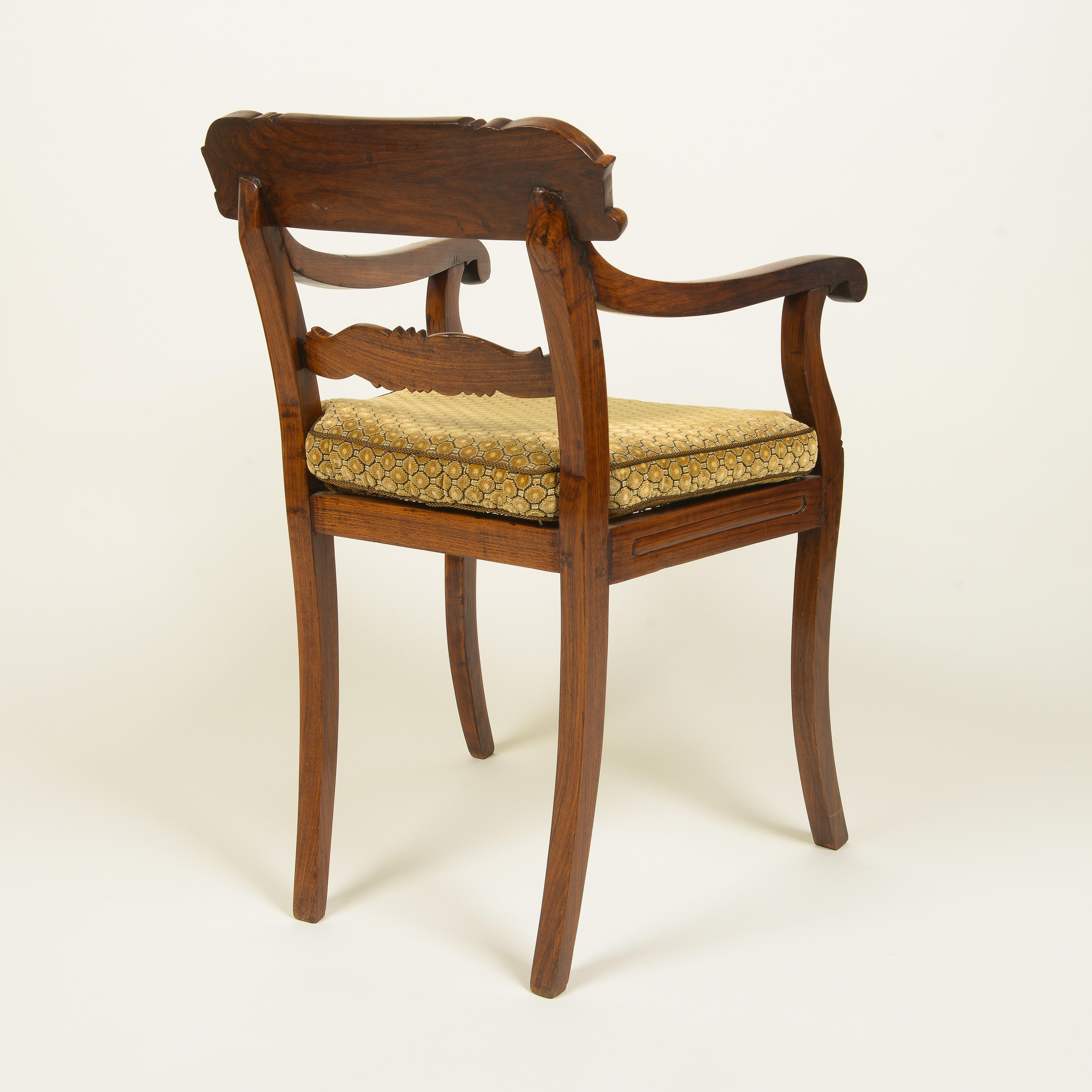 Early 19th Century Anglo-Indian Neoclassical Hardwood Armchair For Sale