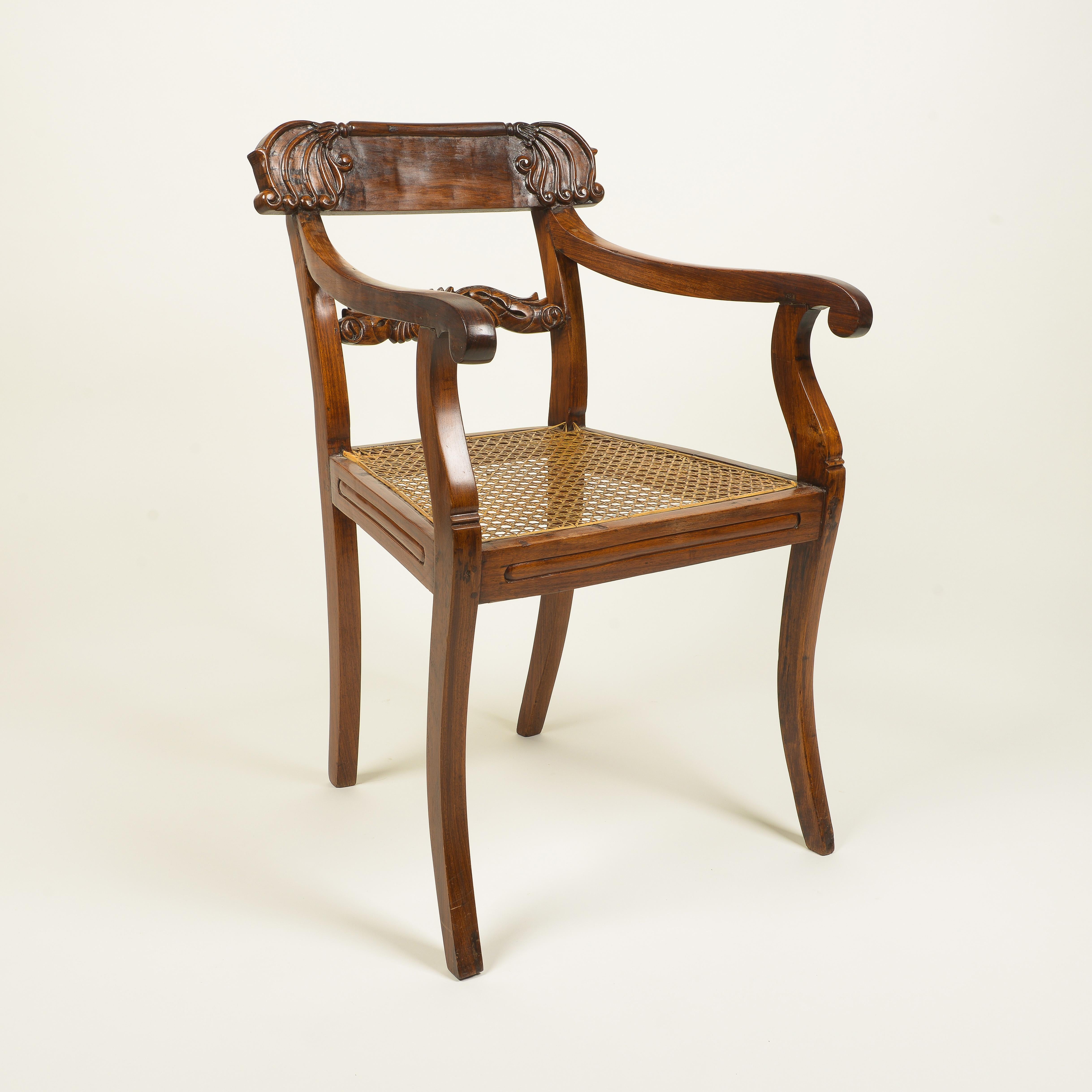 Anglo-Indian Neoclassical Hardwood Armchair For Sale 2