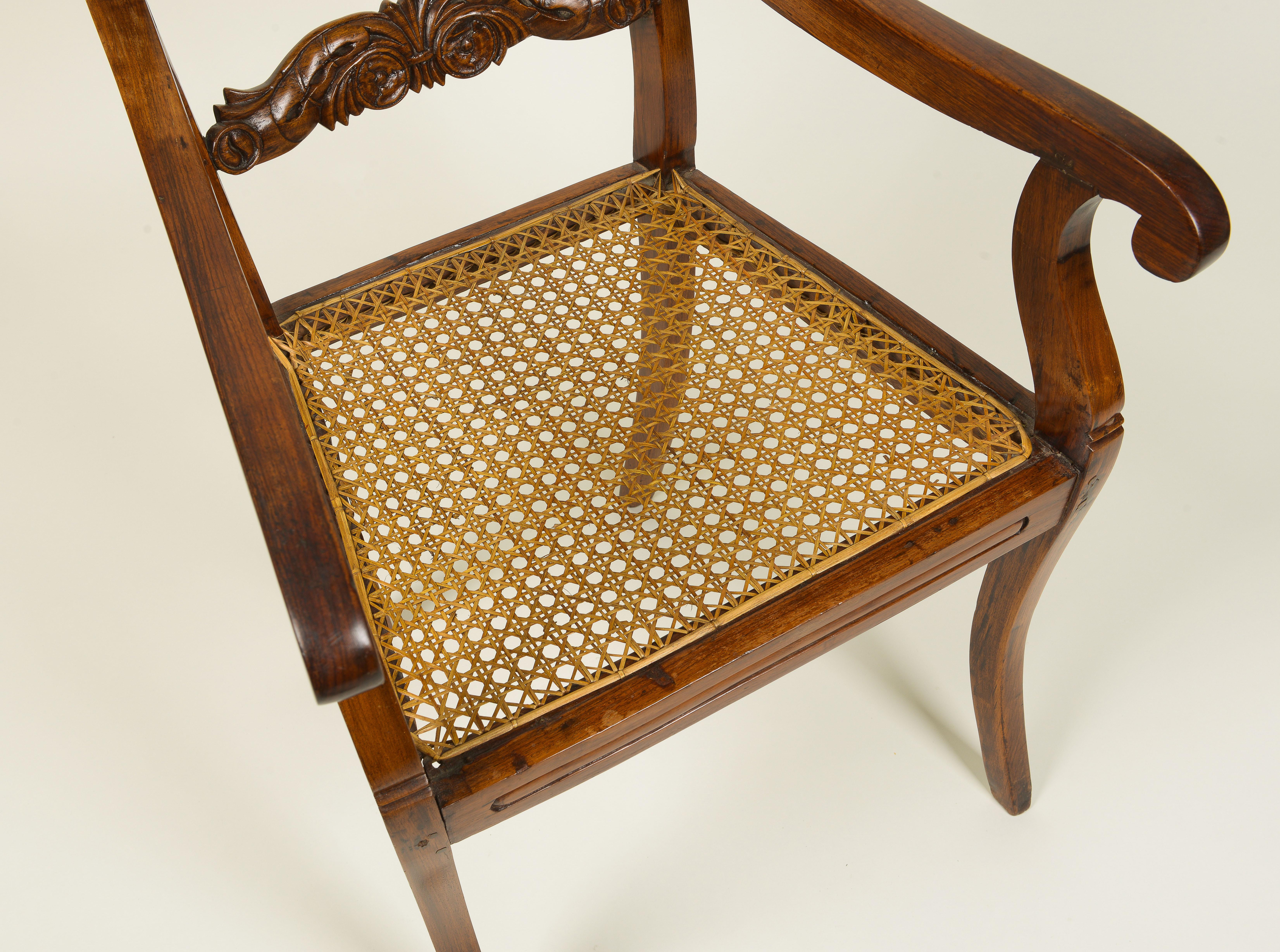 Anglo-Indian Neoclassical Hardwood Armchair For Sale 3