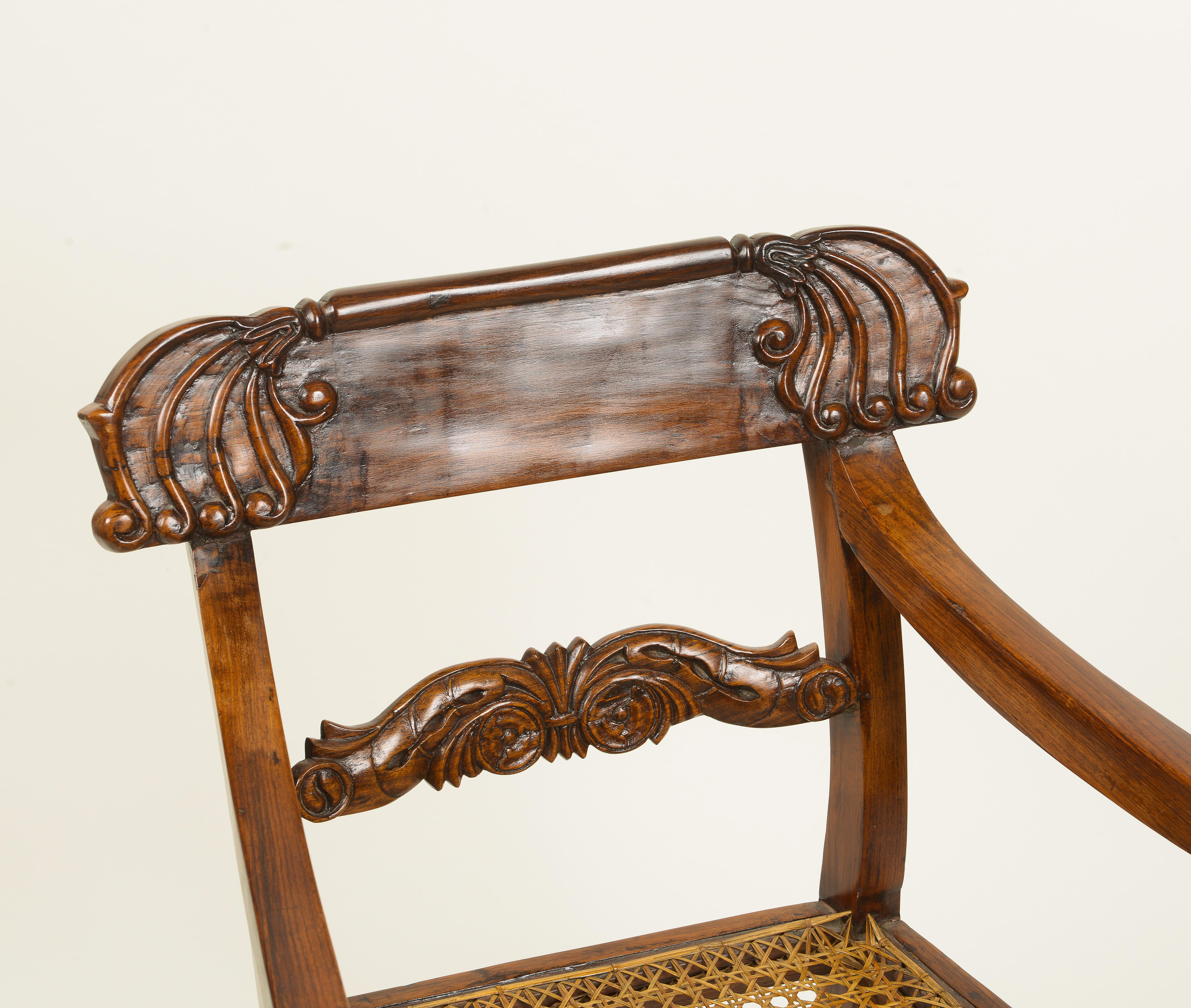 Anglo-Indian Neoclassical Hardwood Armchair For Sale 4