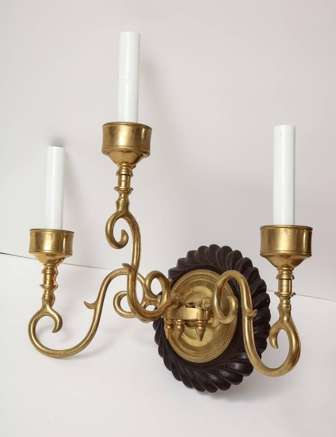 Brass Anglo-Indian Three-Light Sconce
