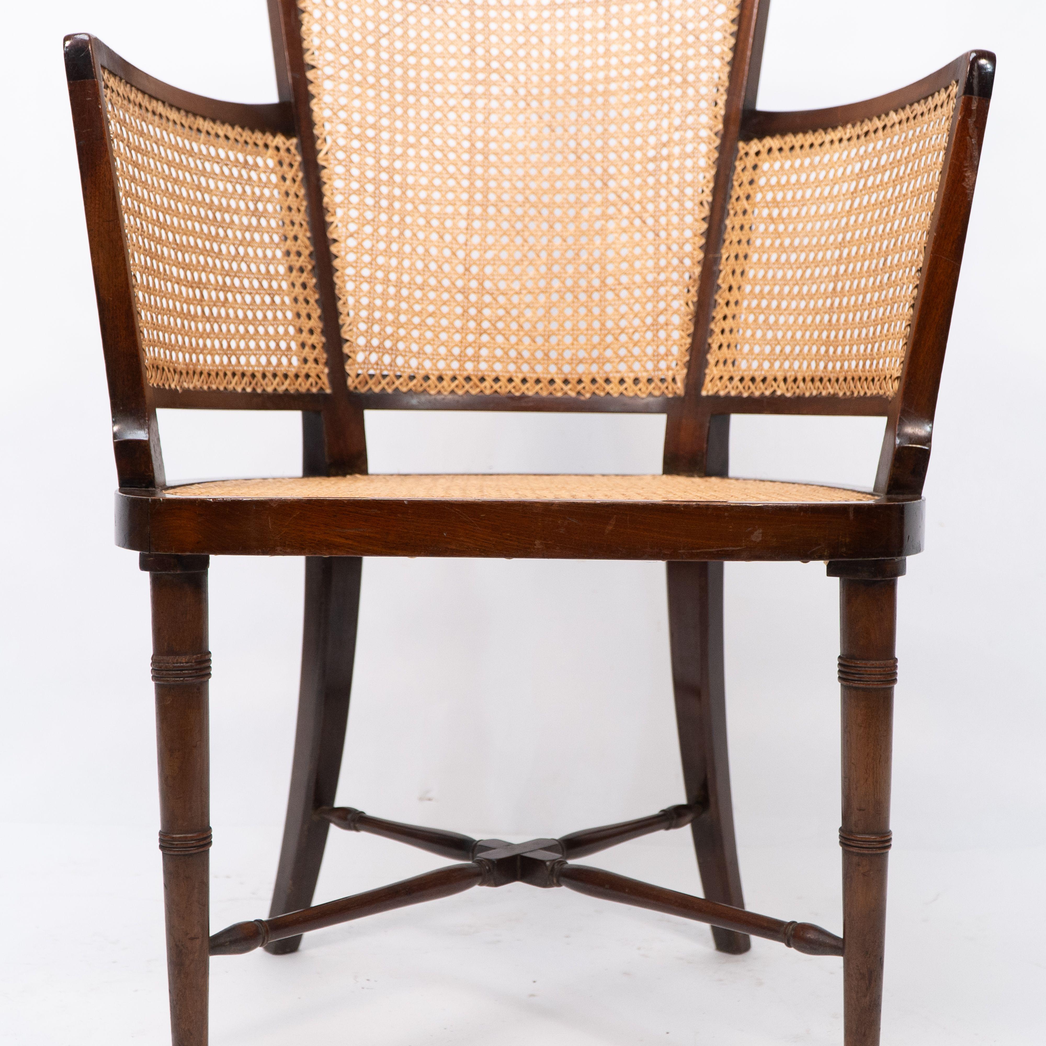 Canne Fauteuil anglo-japonais en cannage en vente