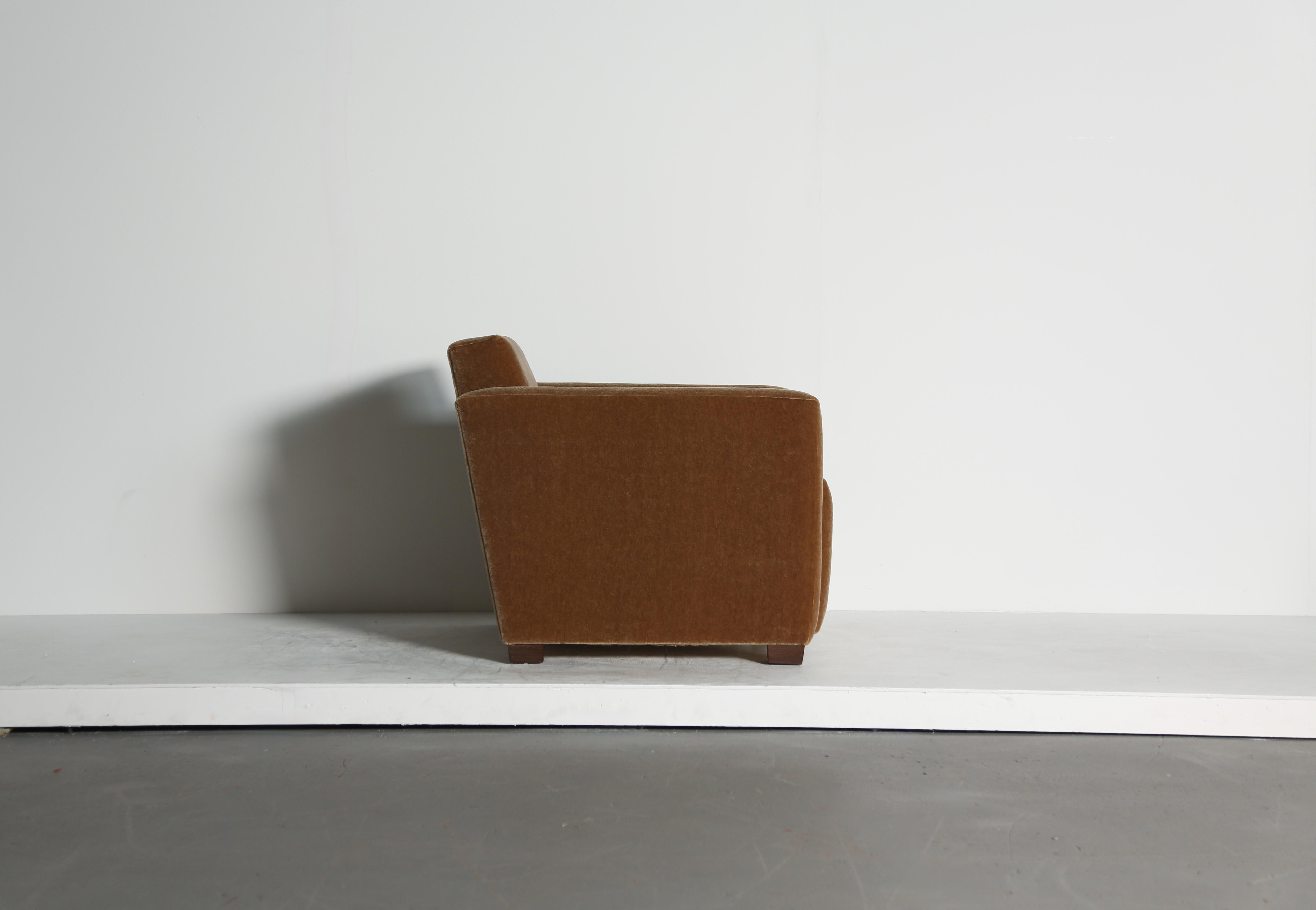 An Angular Armchair, Upholstered in Pure Mohair For Sale 3