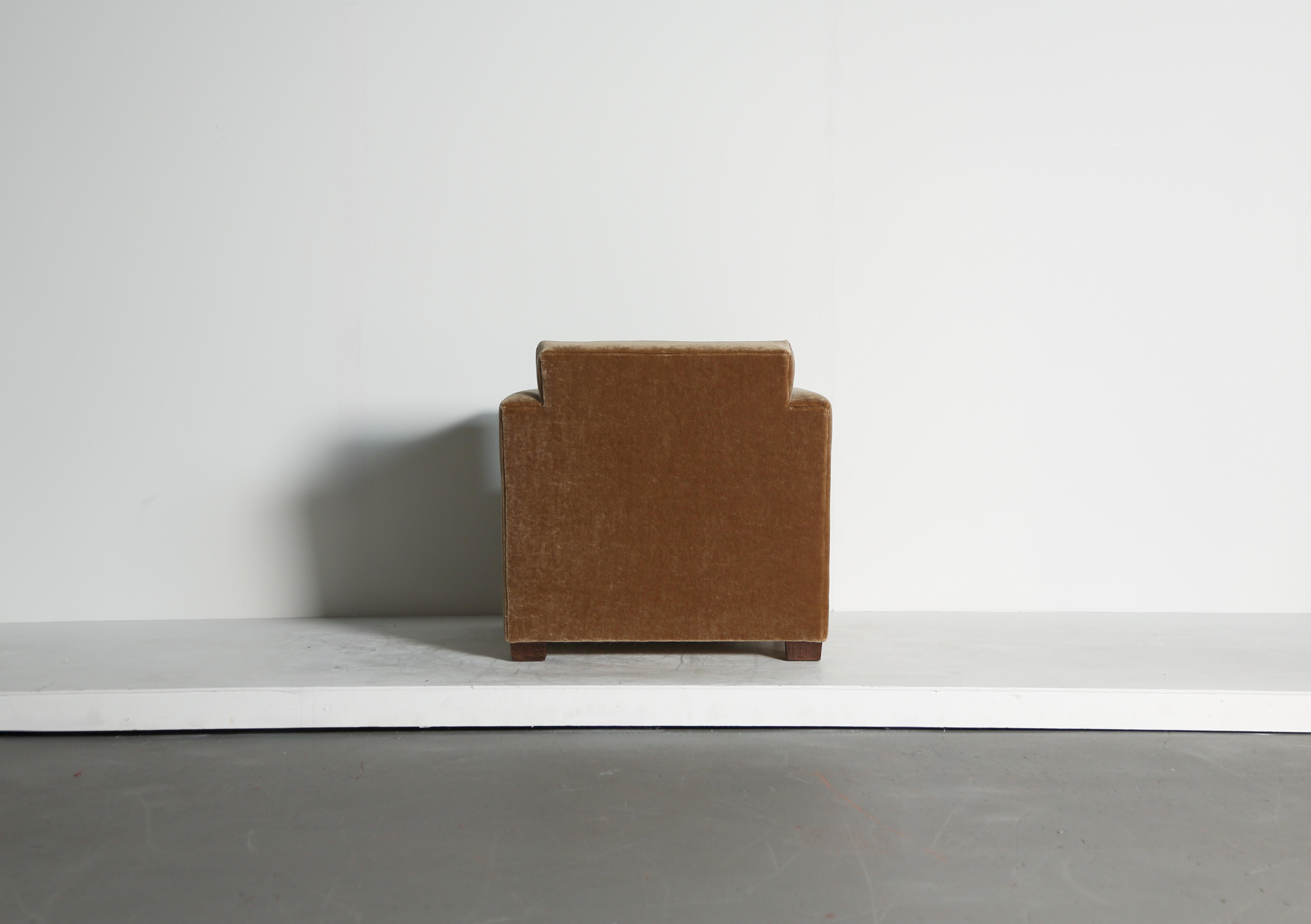 An Angular Armchair, Upholstered in Pure Mohair For Sale 1
