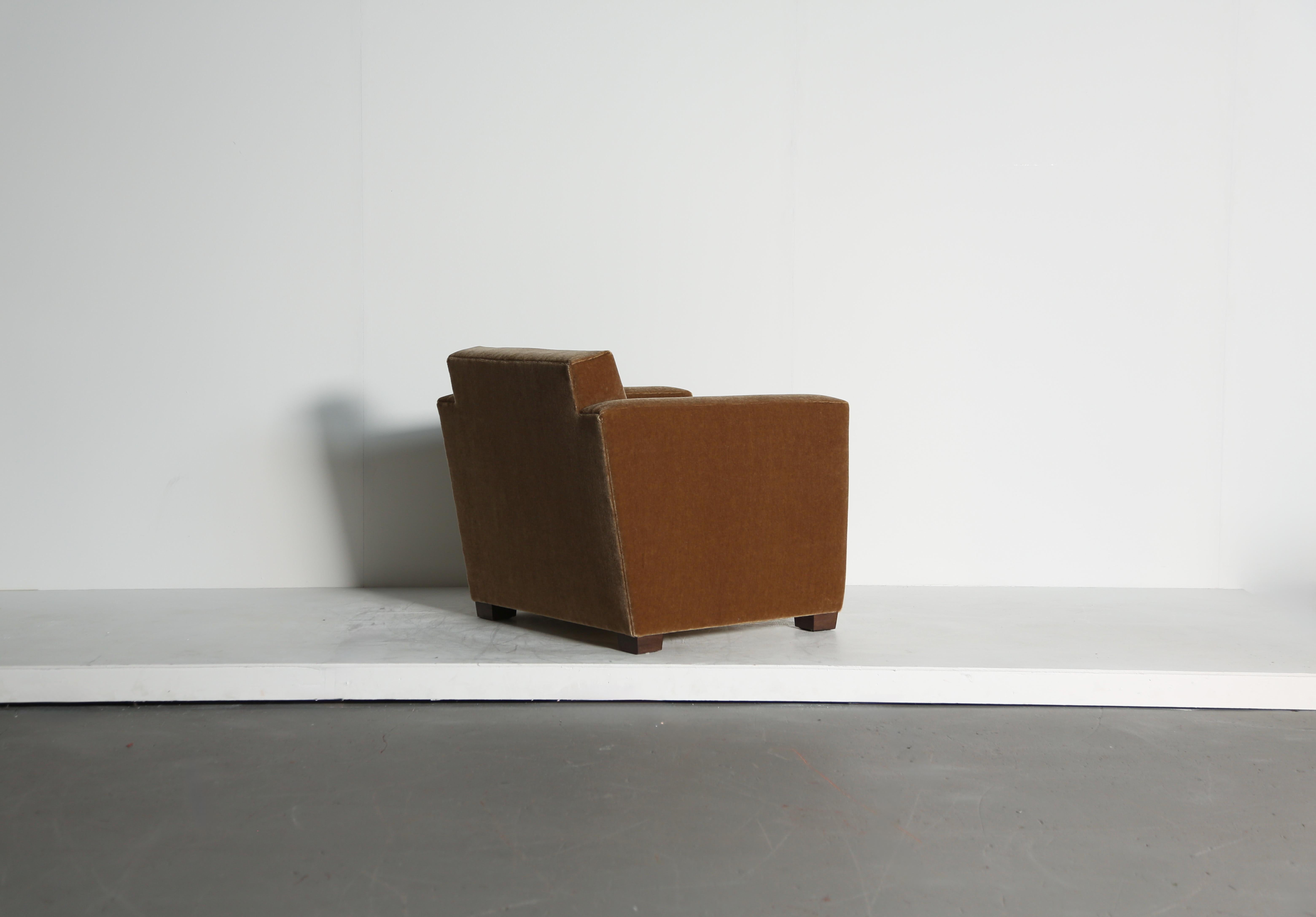 An Angular Armchair, Upholstered in Pure Mohair For Sale 2