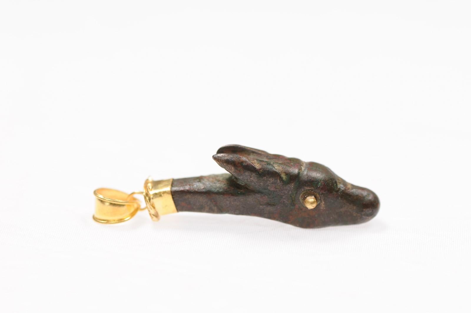 Charm orizzontale con corna di animale (solo ciondolo) in oro 21 carati in vendita 3