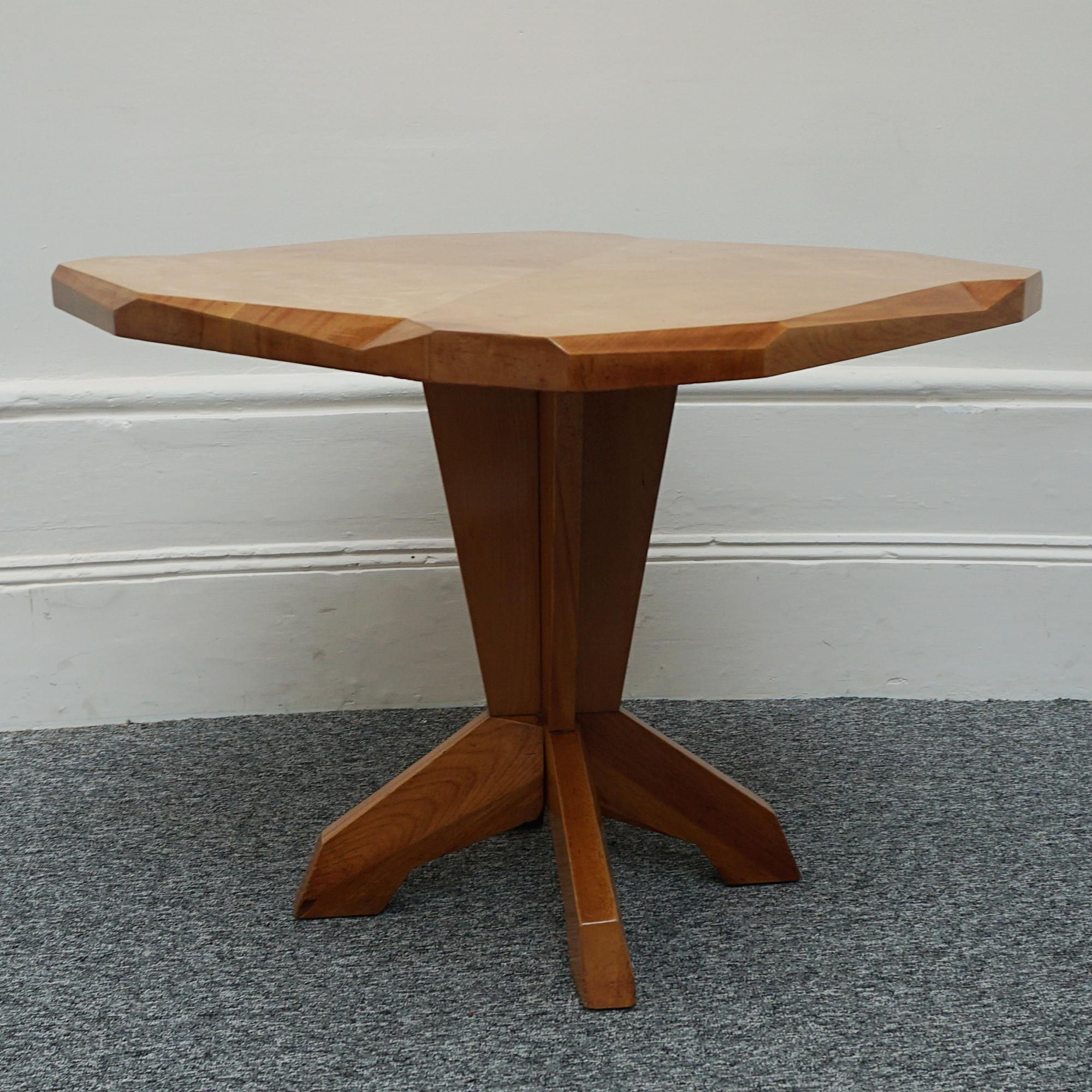 An Anthroposophical occasional table attributed to Felix Kayser in the Bauhaus style. Cherry wood with exquisite angular top. 

Dimensions: H 62cm D 76cm

Origin: German

Date: Circa 1930

Item Number: 2006241

All of our furniture is extensively