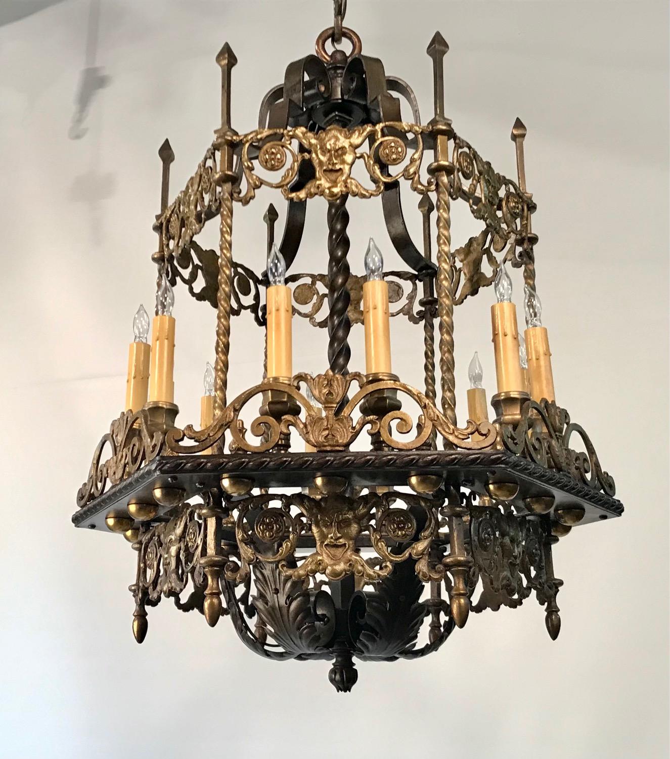 12 light wrought iron chandelier