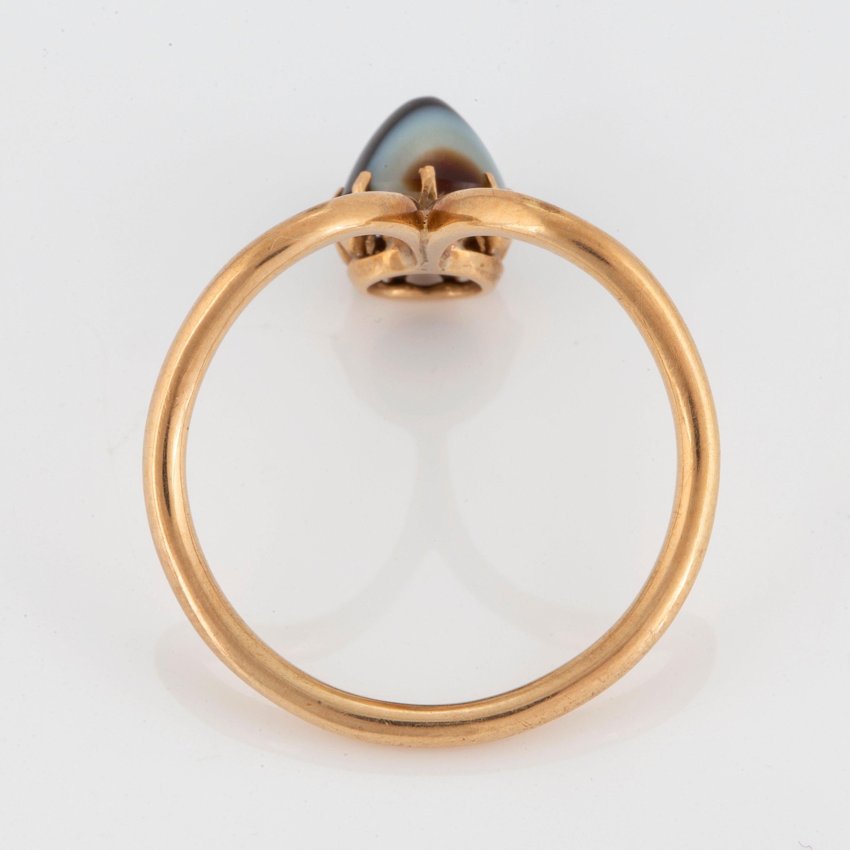 Antiker 14k Gold Banded Achat-Ring Verlobungsring, Siegelschachtel im Zustand „Hervorragend“ im Angebot in Berlin, DE