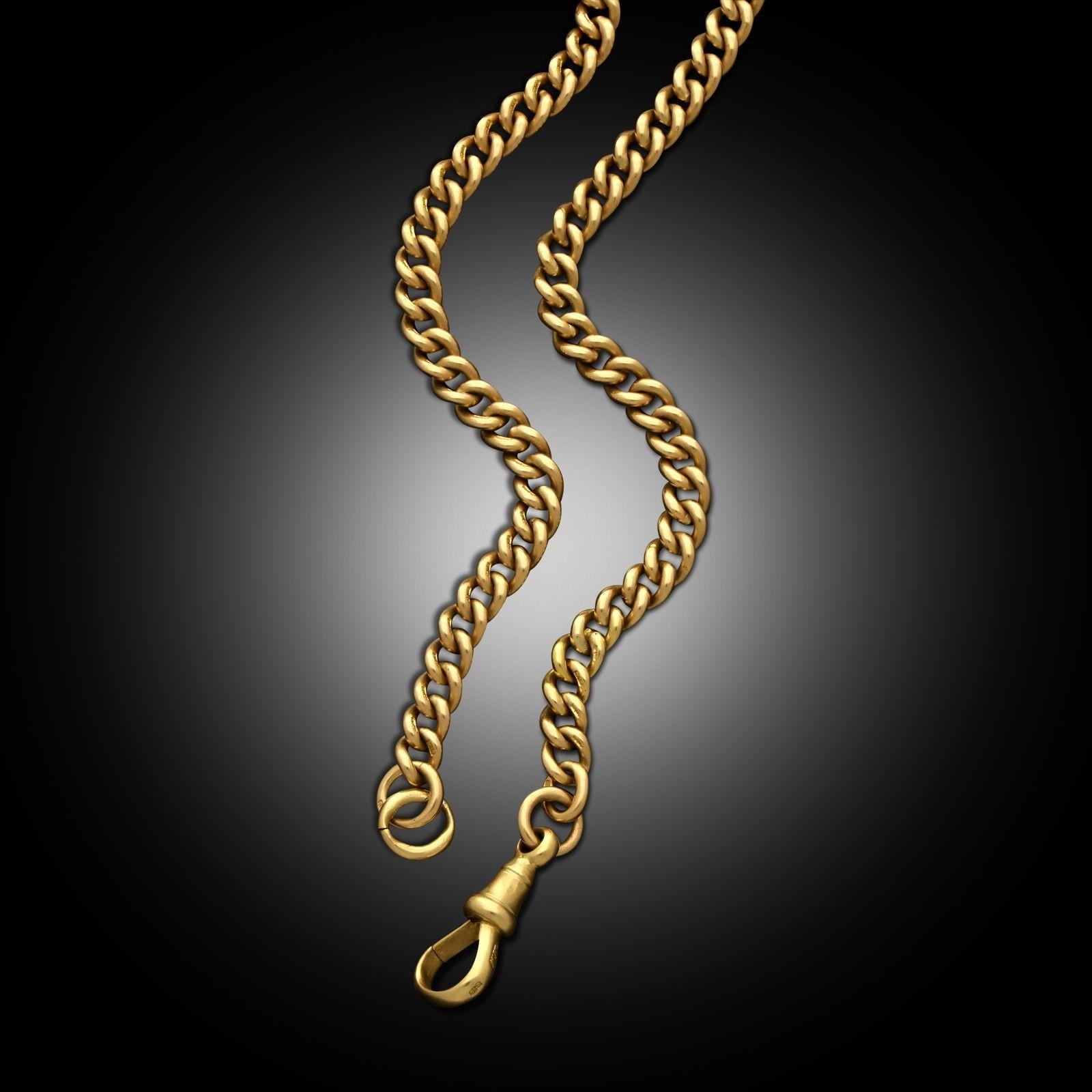 Sommario:
Catena Albert Gold vittoriana in oro giallo 18 ct.
Descrizione:
Un'antica catena Albert in oro giallo 18ct con maglie a cordoncino del 1890 circa. La catena è formata da maglie ovali uniformi e ha una caduta a T.
Periodo:
Vittoriano, circa