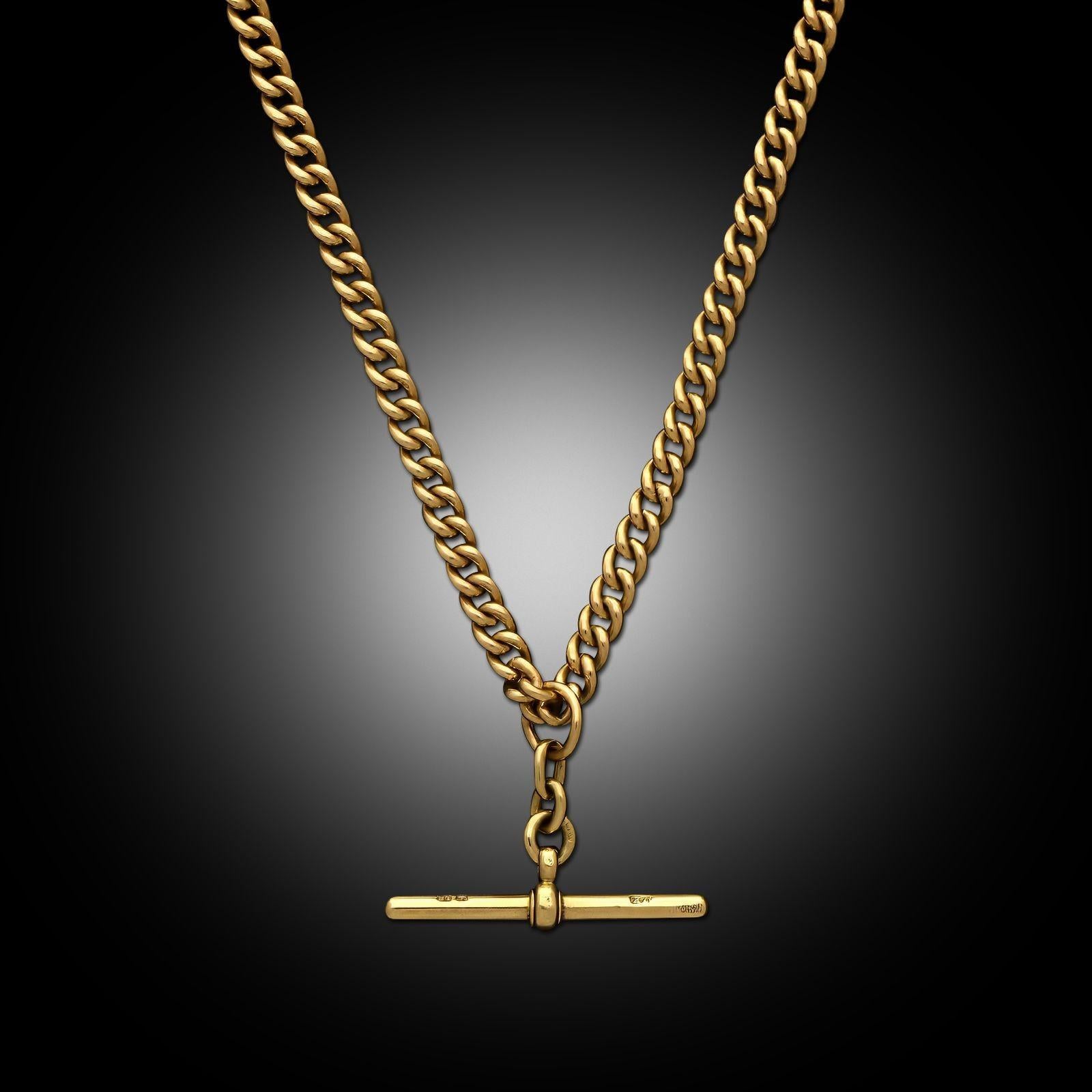 Un'antica catena Albert in oro giallo 18ct con maglie a cordoncino del 1890 circa In condizioni buone in vendita a London, GB