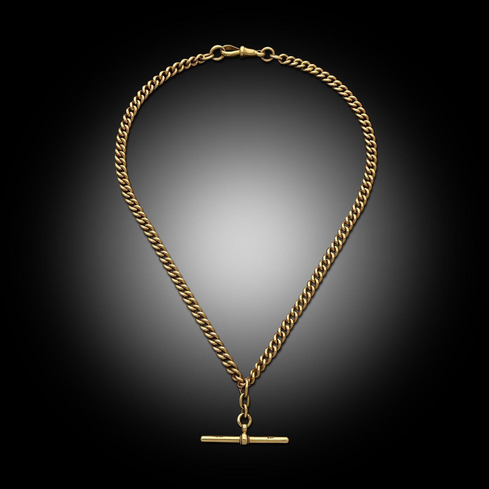 da uomo o donna Un'antica catena Albert in oro giallo 18ct con maglie a cordoncino del 1890 circa in vendita