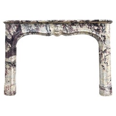 An Antique 18th C French Rococo Fireplace in Superior Breche Violette Marble