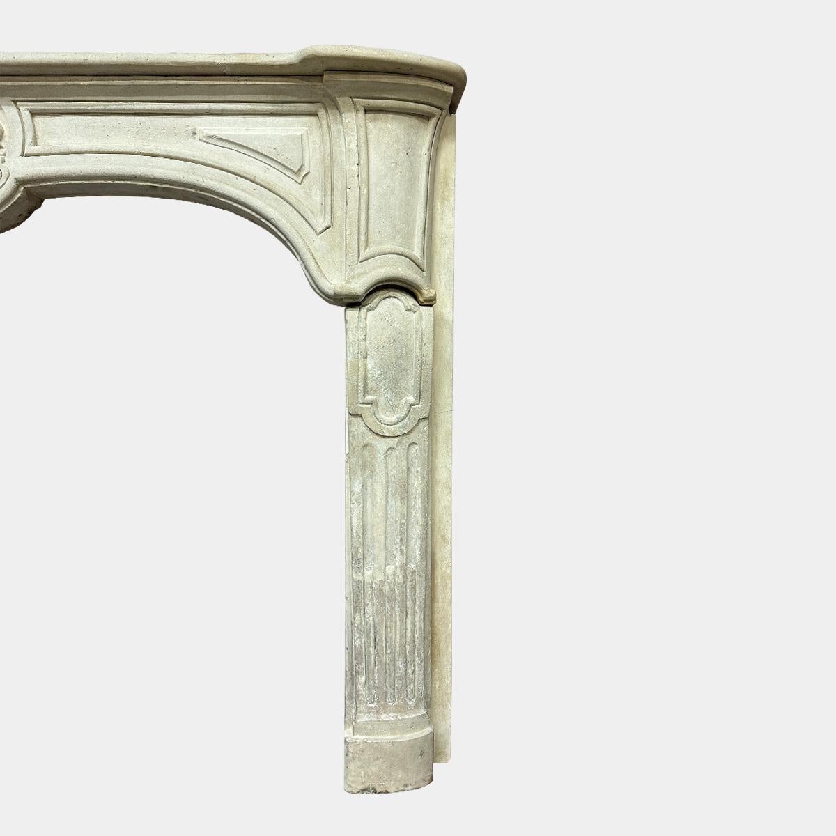 French Provincial An Antique 18th century Provincial French Stone Fireplace Mantel  For Sale