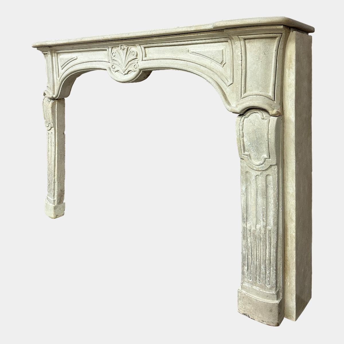 Late 18th Century An Antique 18th century Provincial French Stone Fireplace Mantel  For Sale