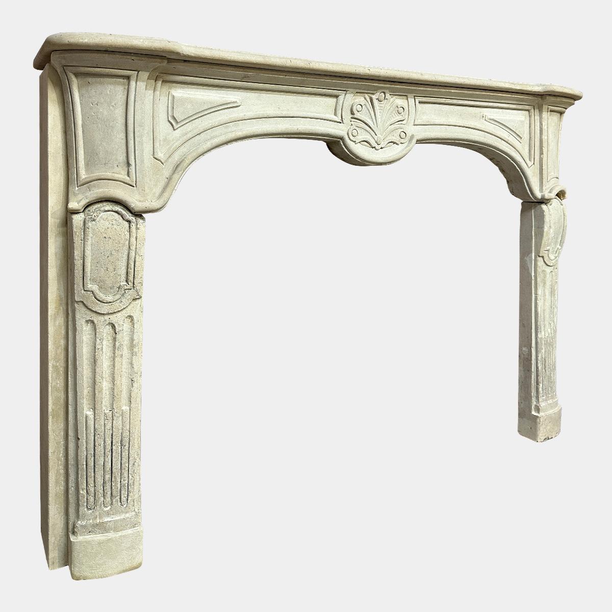An Antique 18th century Provincial French Stone Fireplace Mantel  For Sale 1