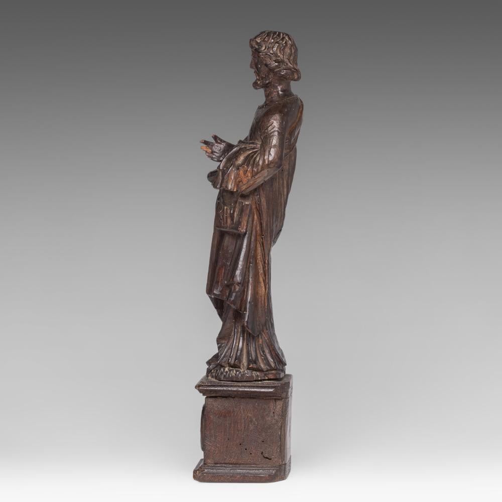 Belgian An antique 18th century Walnut European Santos - Saint figure on a plinth For Sale