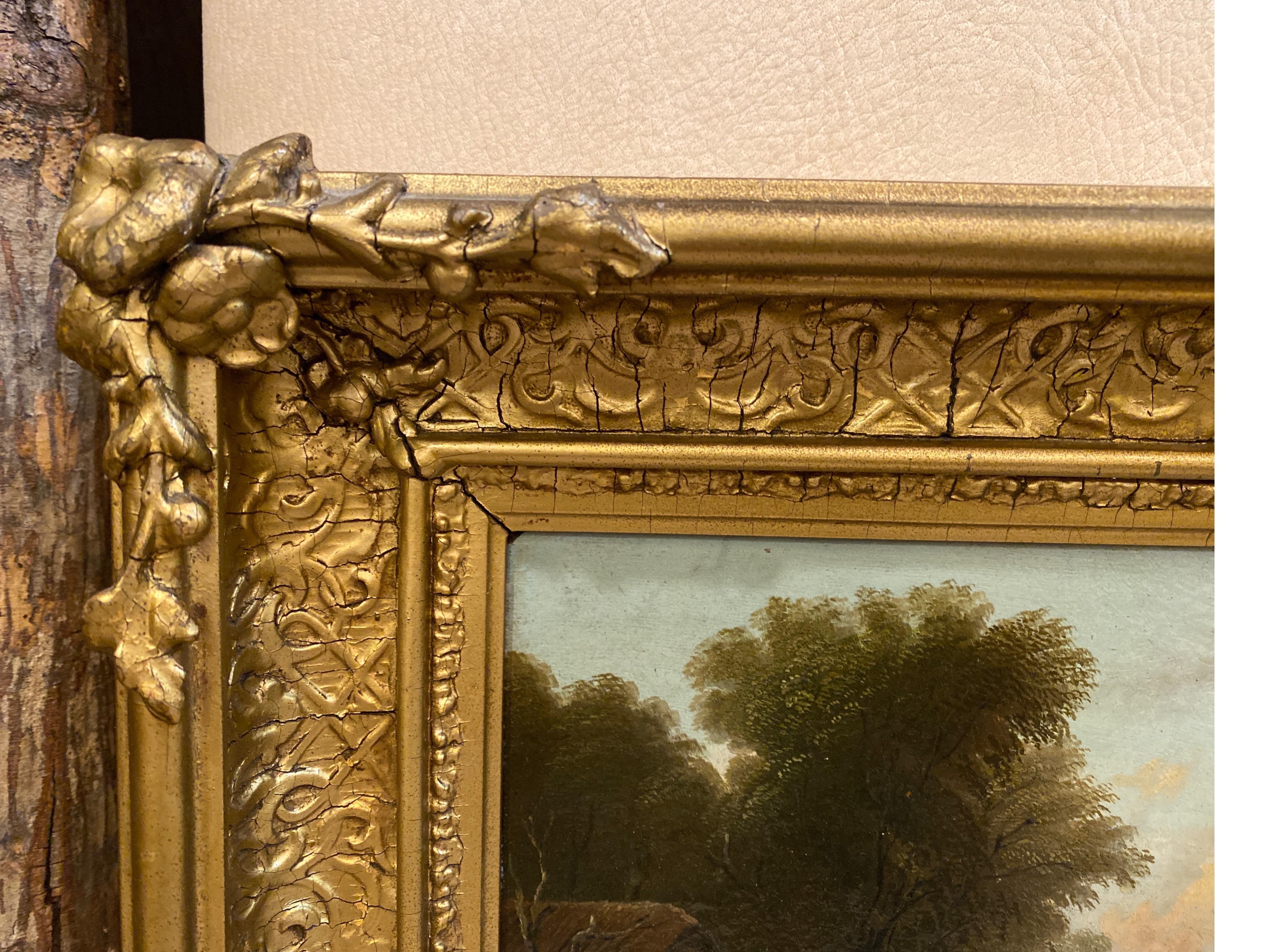 An Antique 19 Century English Oil Painting in Original Giltwood Frame For Sale 2