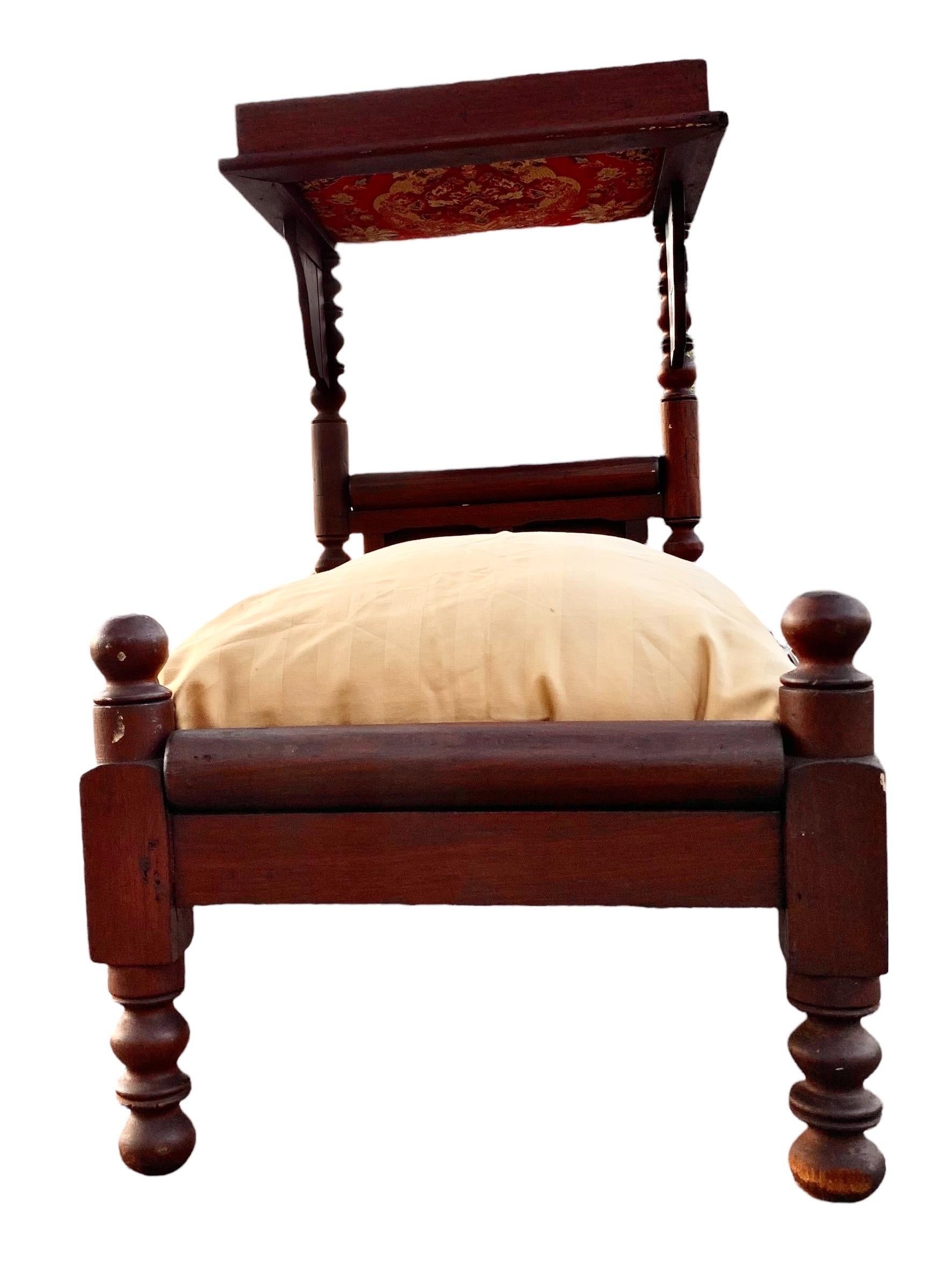 Antique 19th Century American Carved Walnut Doll Bed 6