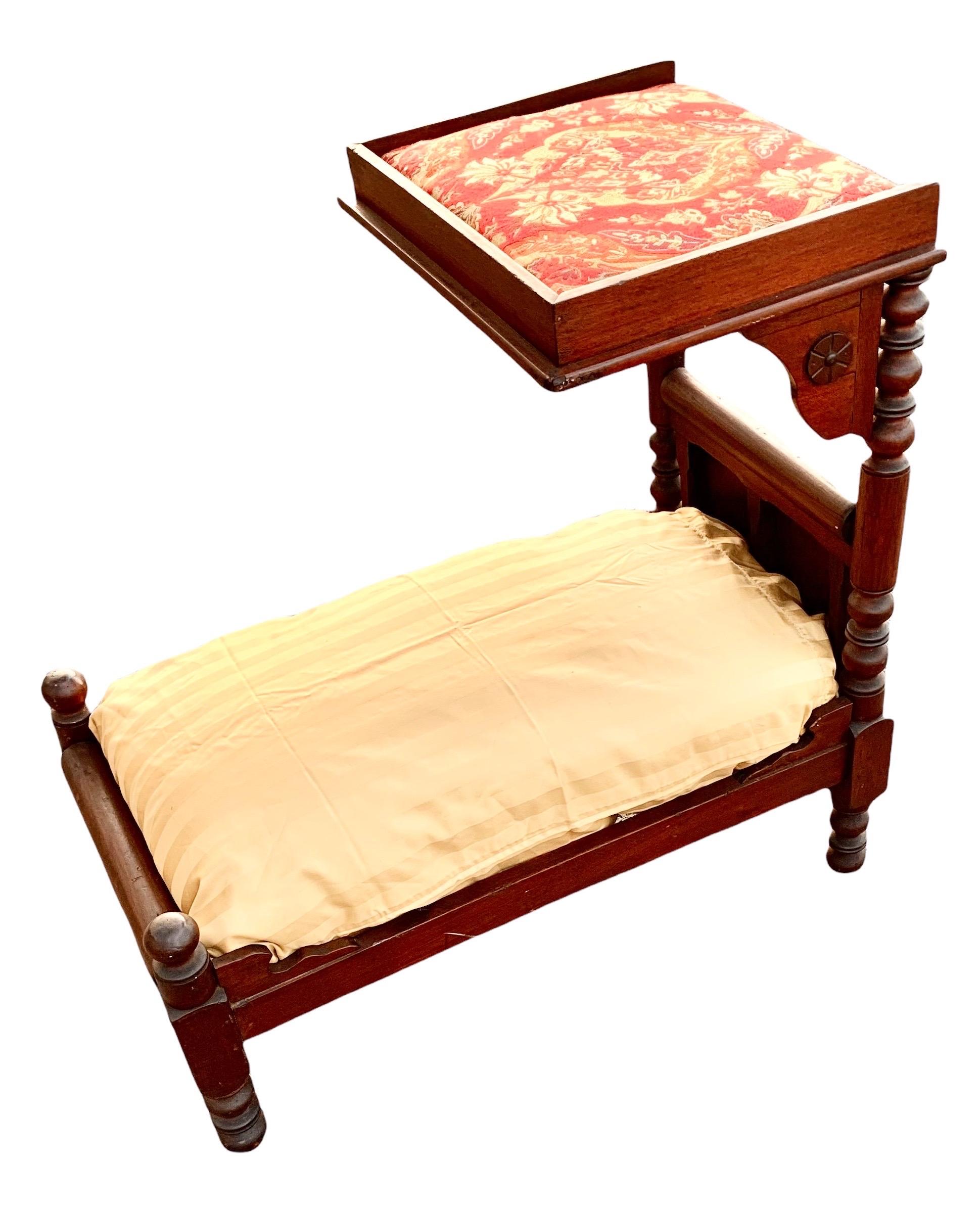 Antique 19th Century American Carved Walnut Doll Bed 9