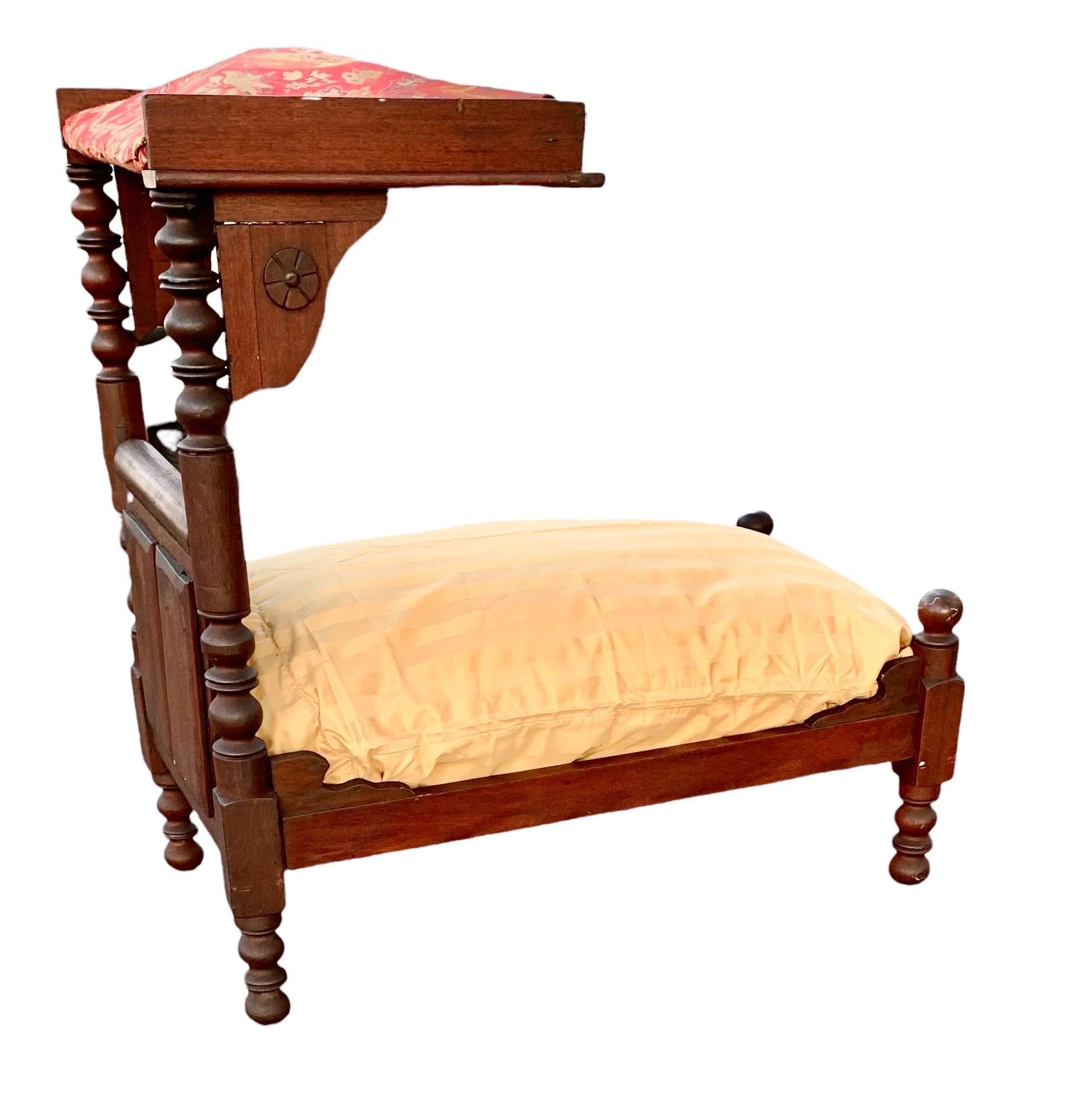 Antique 19th Century American Carved Walnut Doll Bed 1
