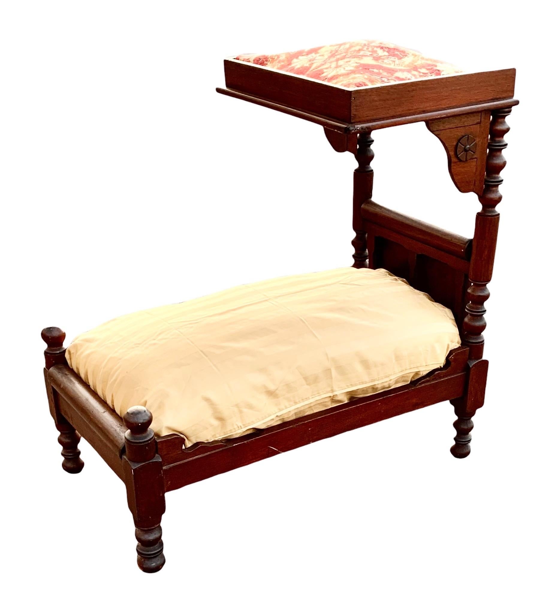 Antique 19th Century American Carved Walnut Doll Bed 2