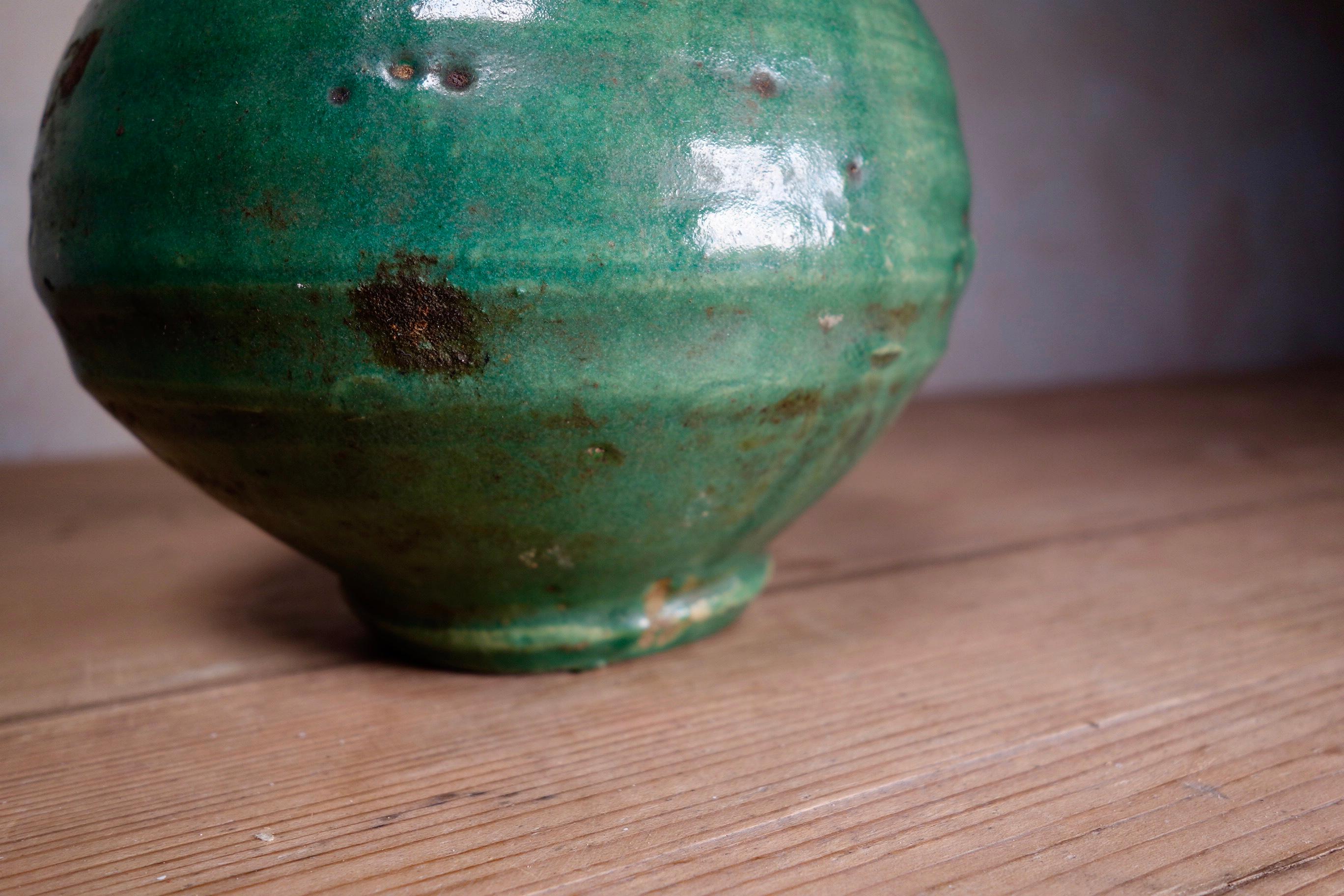 Antique 19th Century French Green Olive Oil Jug In Good Condition In Basingstoke, Hampshire