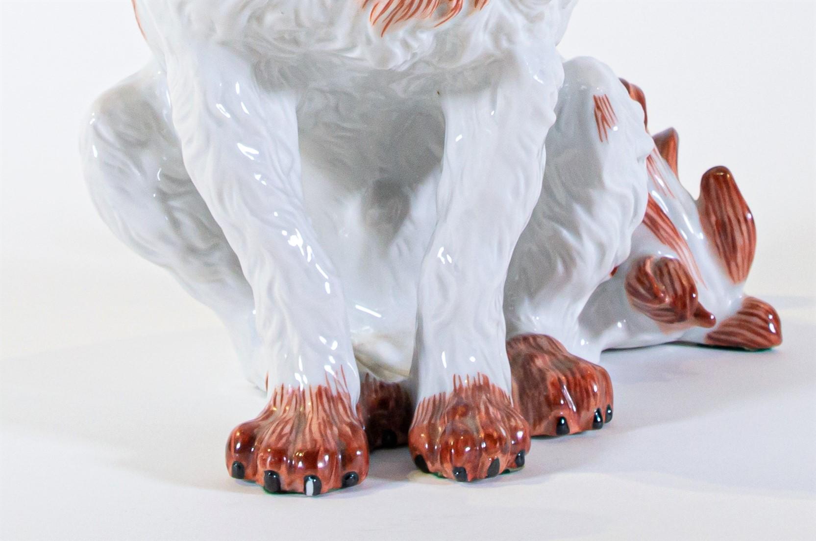 Hand-Painted Antique 19th Century Porcelain Model of a Bolognese Dog, After J. Kirchner For Sale