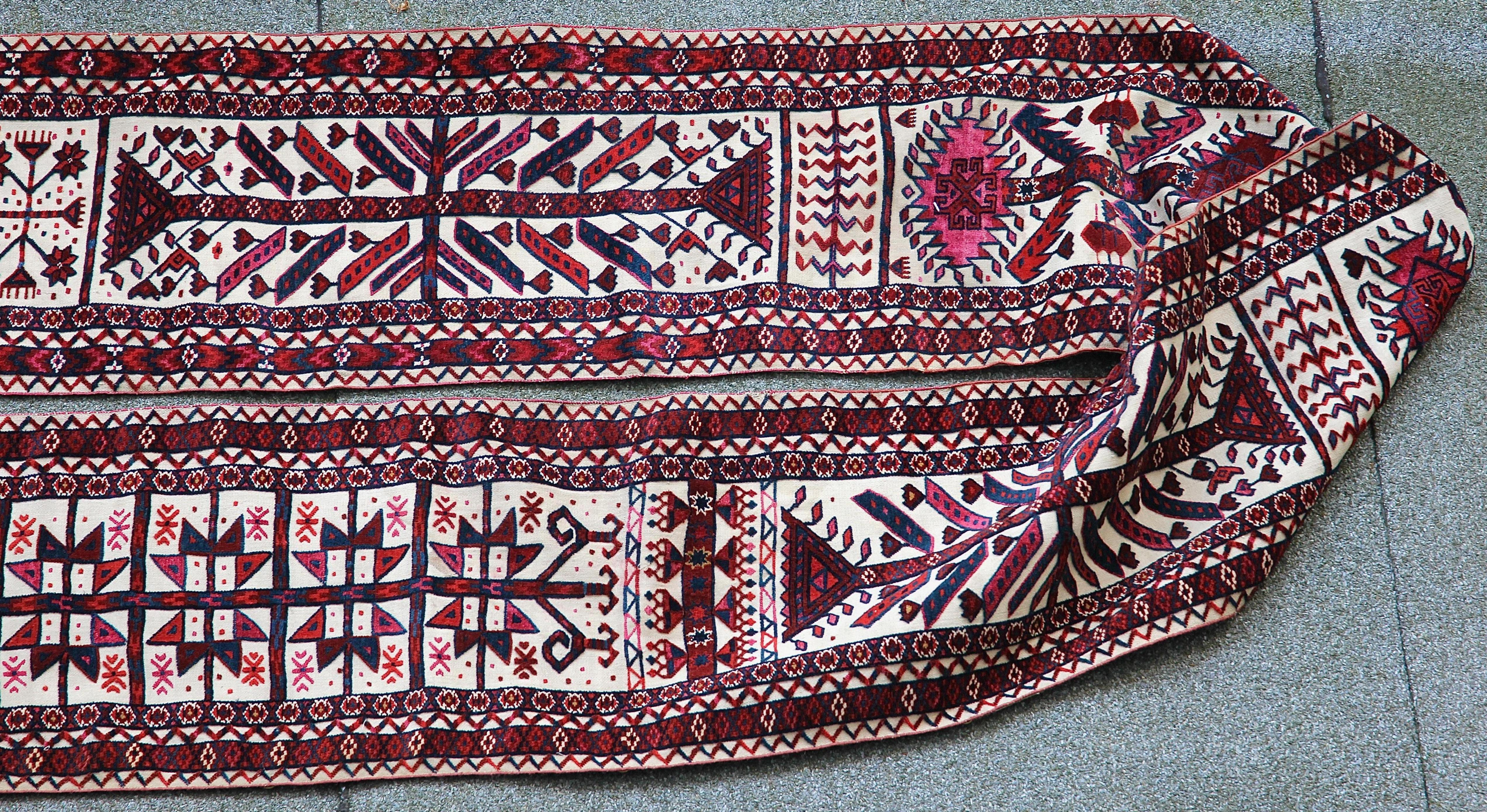 An antique, 19th century Yomut, Yomud tent strap, band. 