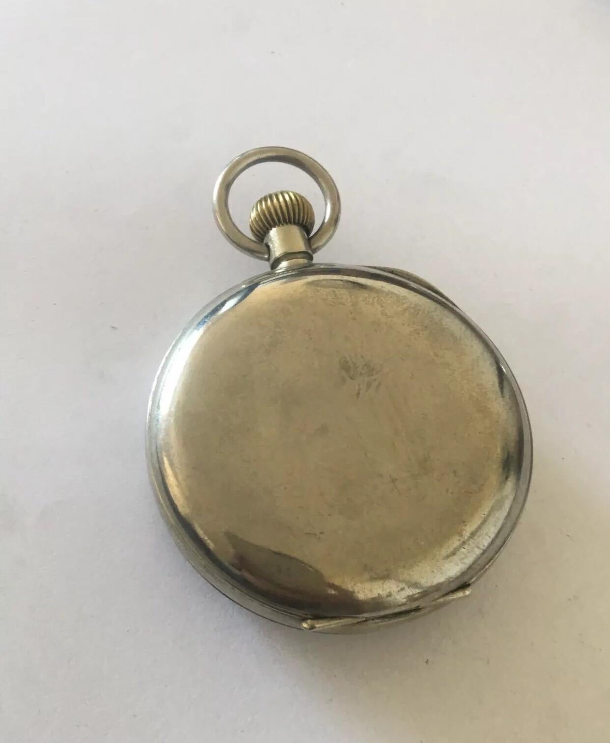 This 8 day Goliath pocket watch is in good working order.