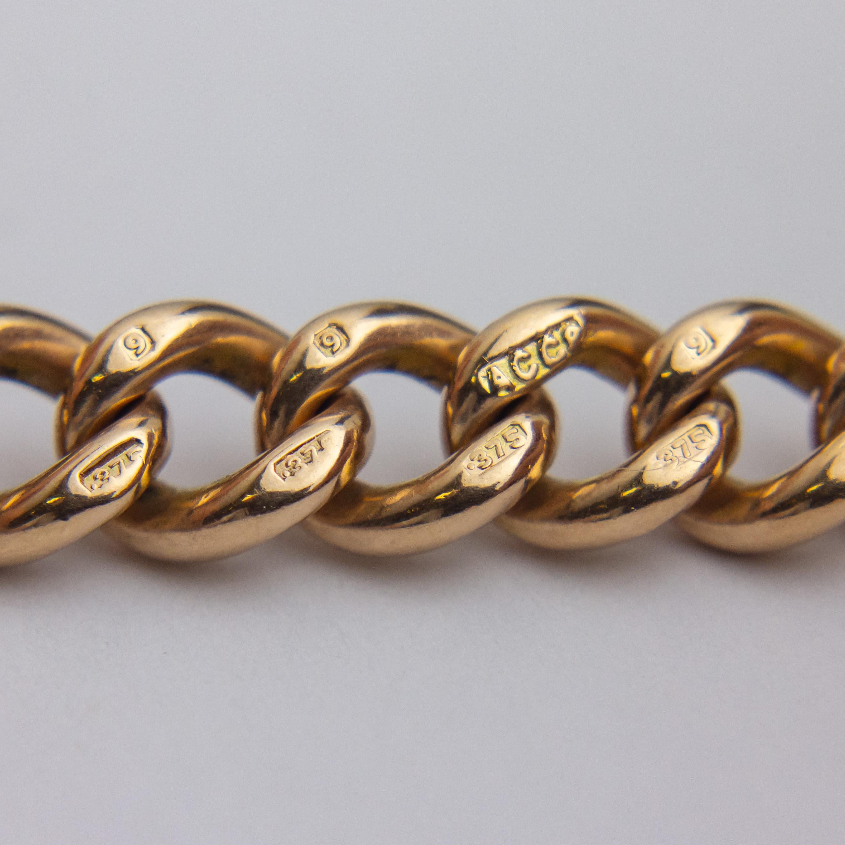 An Antique 9 Karat Gold Fob Chain In Good Condition For Sale In Brisbane City, QLD