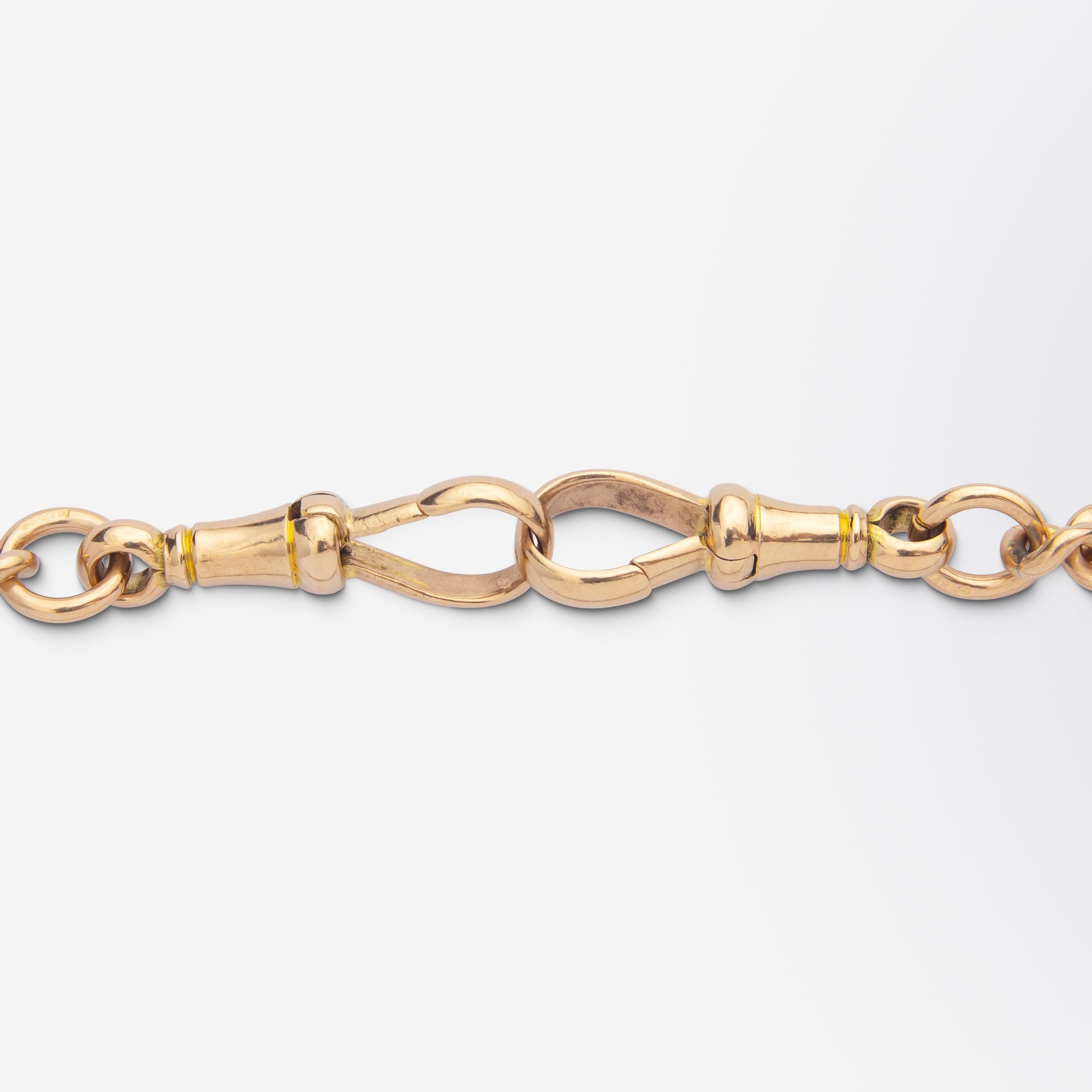 Women's or Men's An Antique 9 Karat Gold Fob Chain For Sale