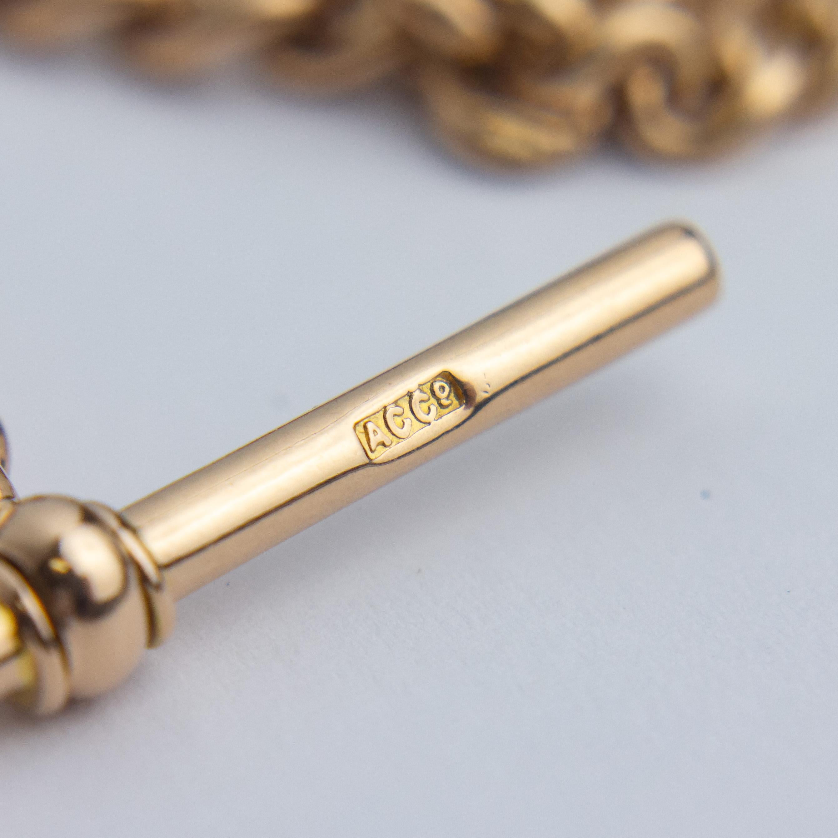 An Antique 9 Karat Gold Fob Chain For Sale 1