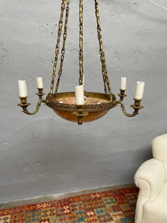 An Antique Alabaster Plafonnier Candelabra