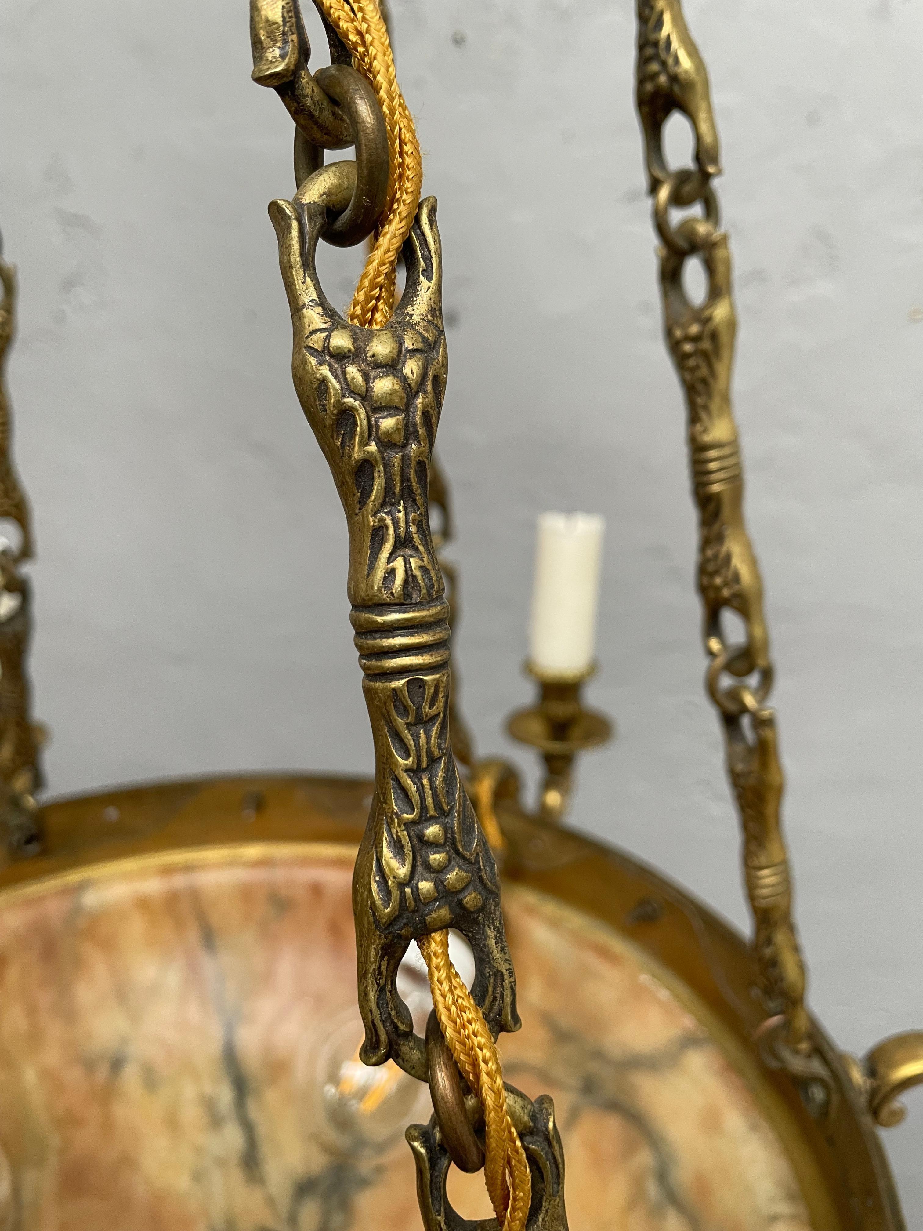 Early 20th Century An Antique Alabaster Plafonnier Candelabra   For Sale