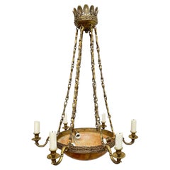 An Antique Alabaster Plafonnier Candelabra