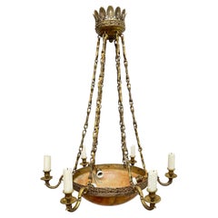 An Antique Alabaster Plafonnier Candelabra  