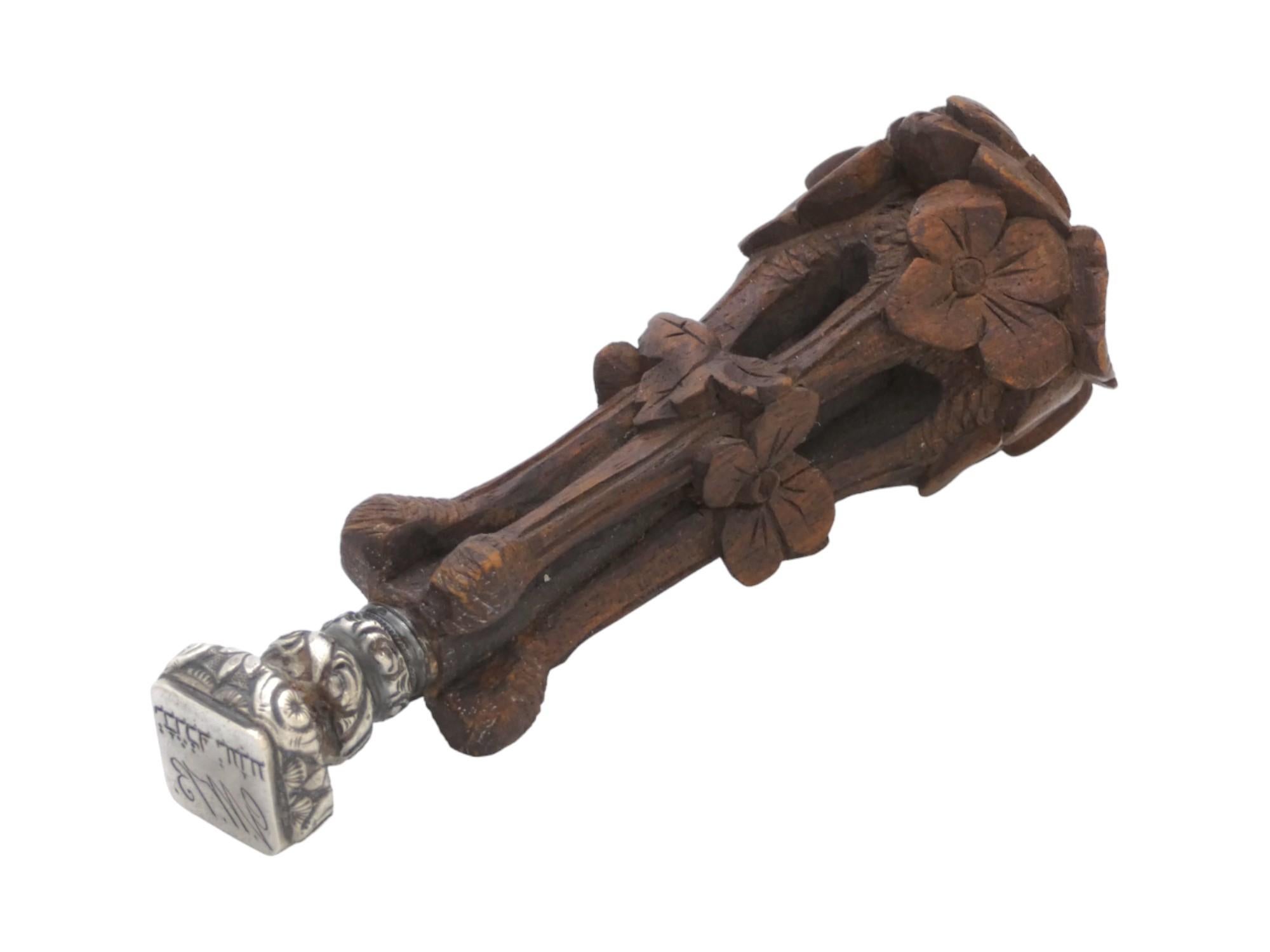 Américain Ancien sceau américain sculpté à la main en bois et en argent en vente