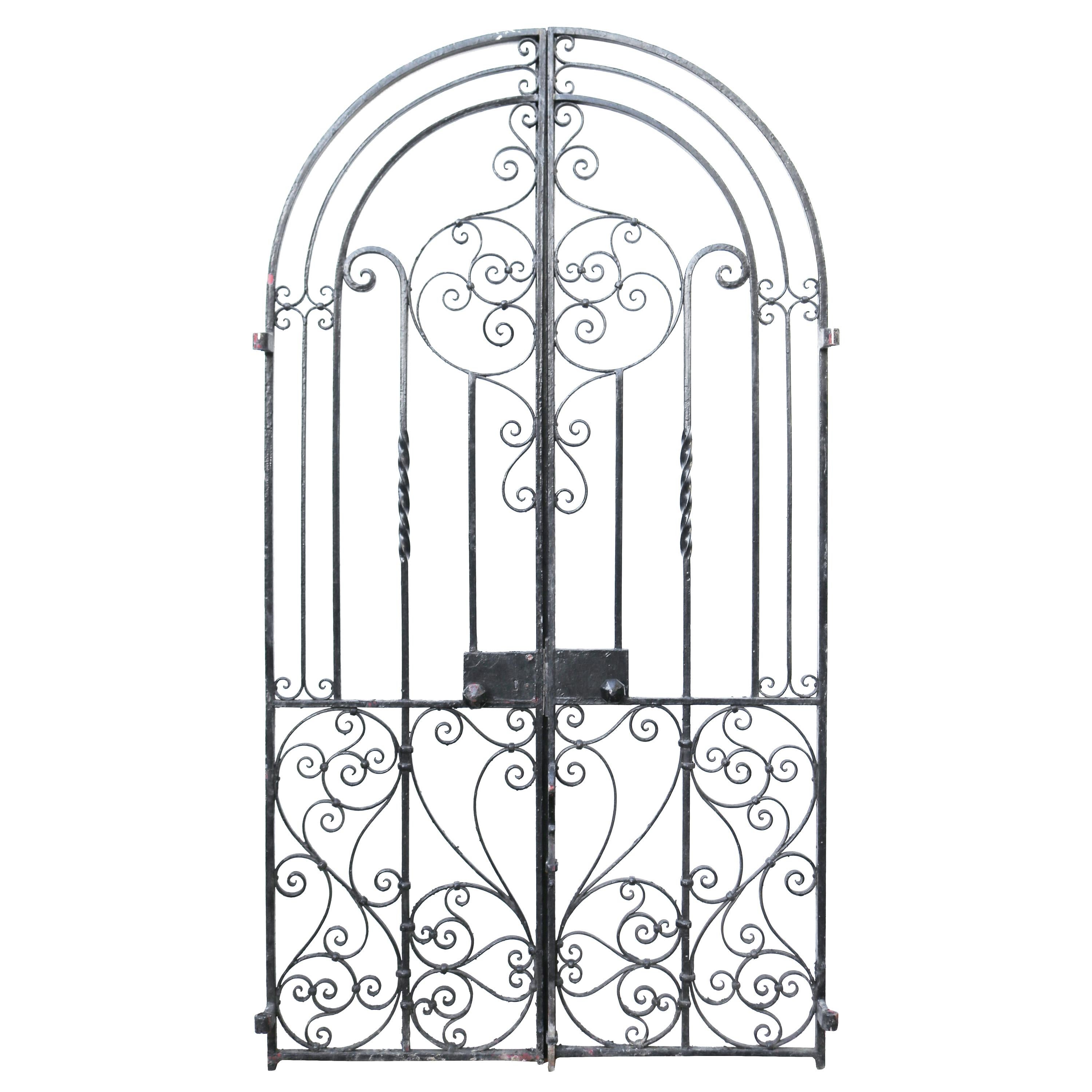 An Antique Arched Wrought Iron Garden Gate